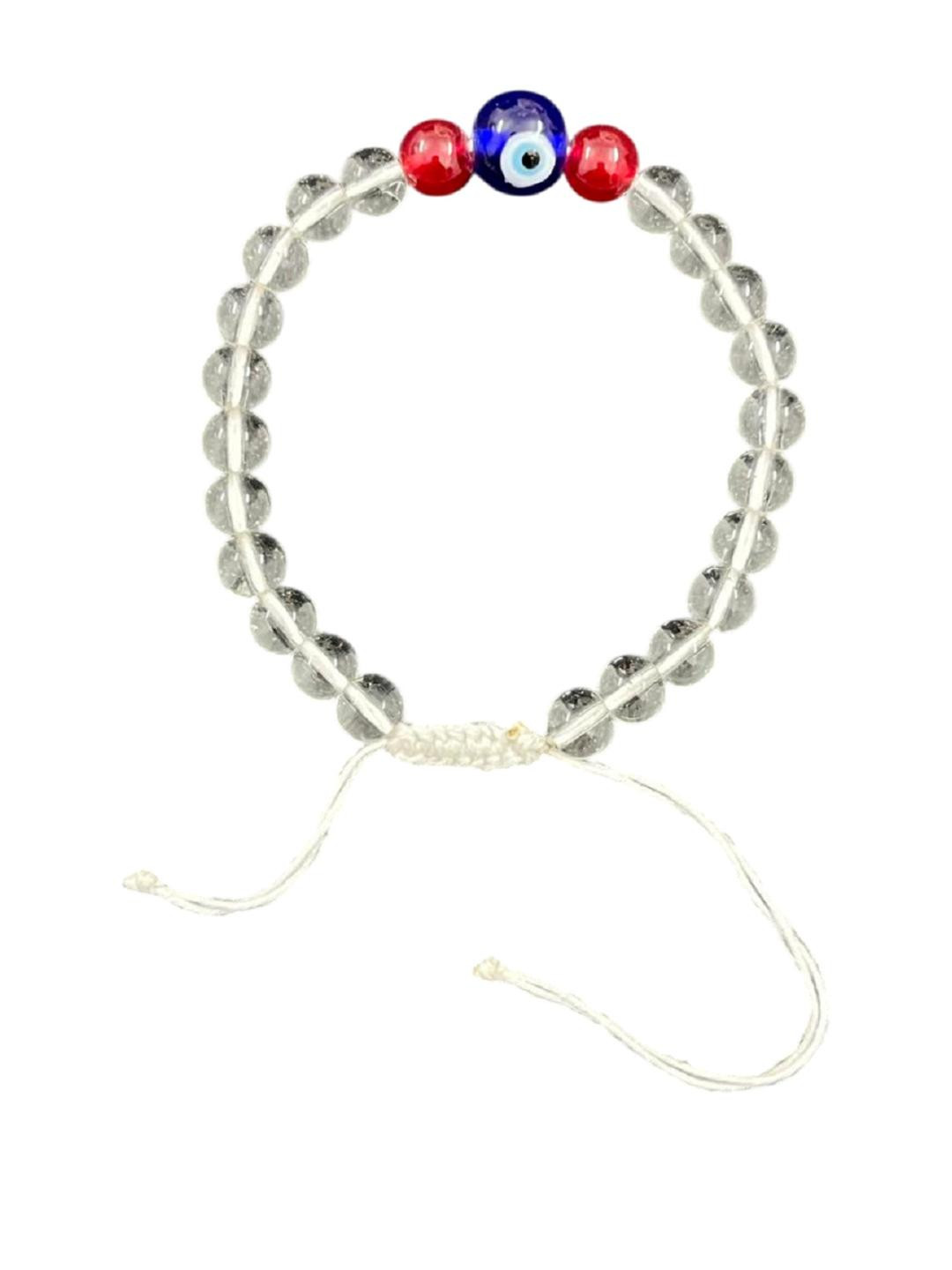 numeroastro Unisex Healing Crystal Red Aventurine & Evil Eye Beaded Adjustable Bracelet