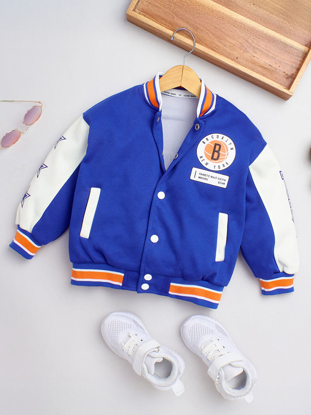 Hopscotch Boys Blue BLENDED Printed Jackets