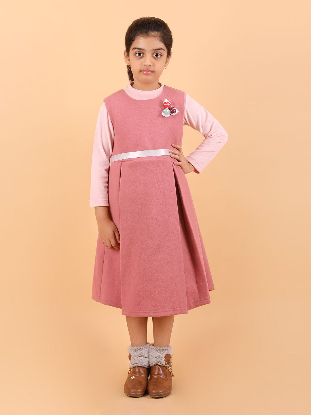 CALYX CLOTHING Girls Frills Bows And Ruffles Round Neck Tunic