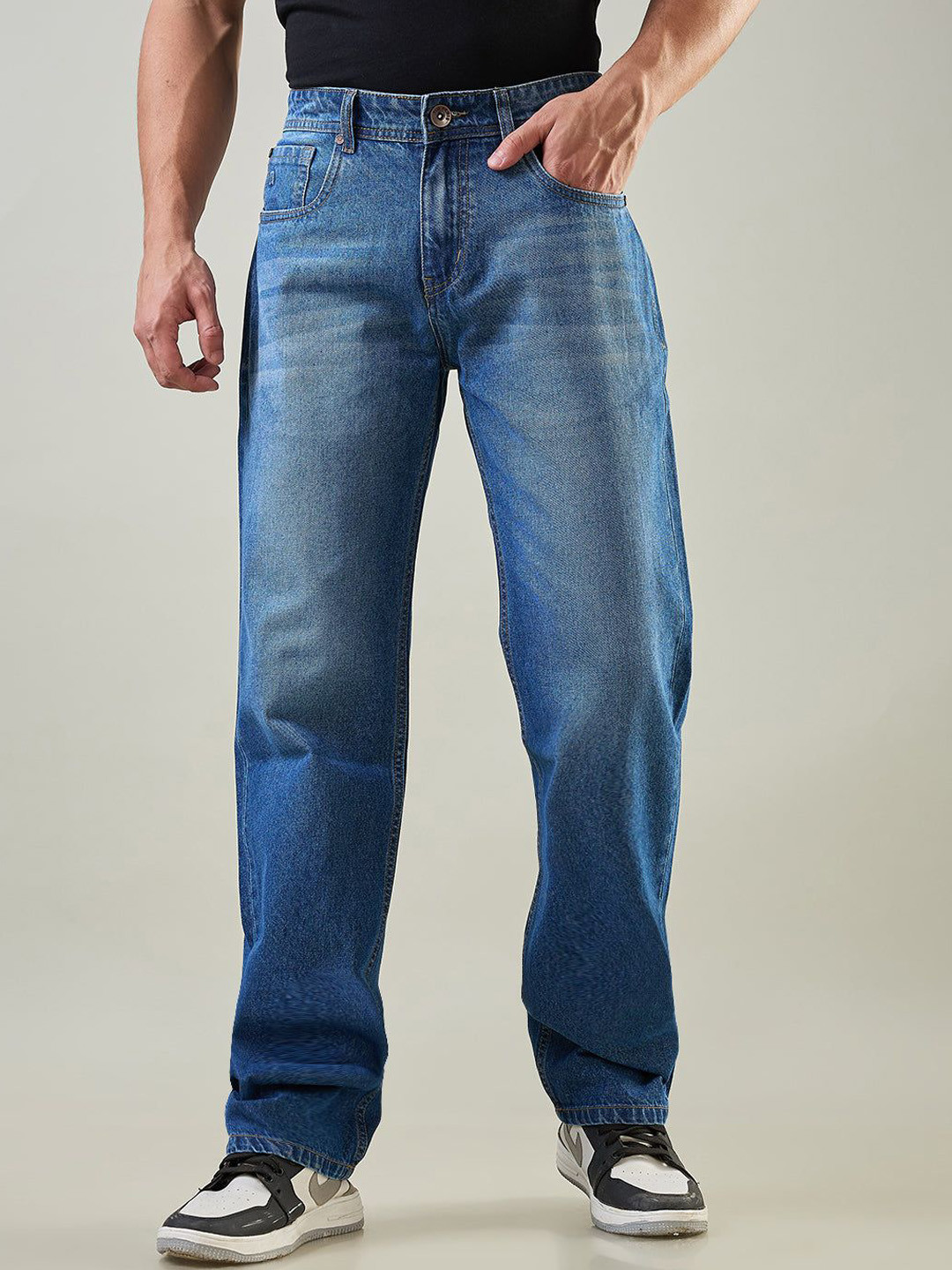 TIM PARIS Carlos Men Original Relaxed Fit Mid-Rise Light Fade Stretchable Jeans