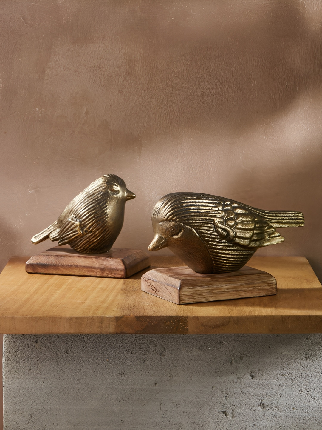Fabindia Gold-Toned 2 Pieces Bird Casted Metal Animal Figurine Showpieces