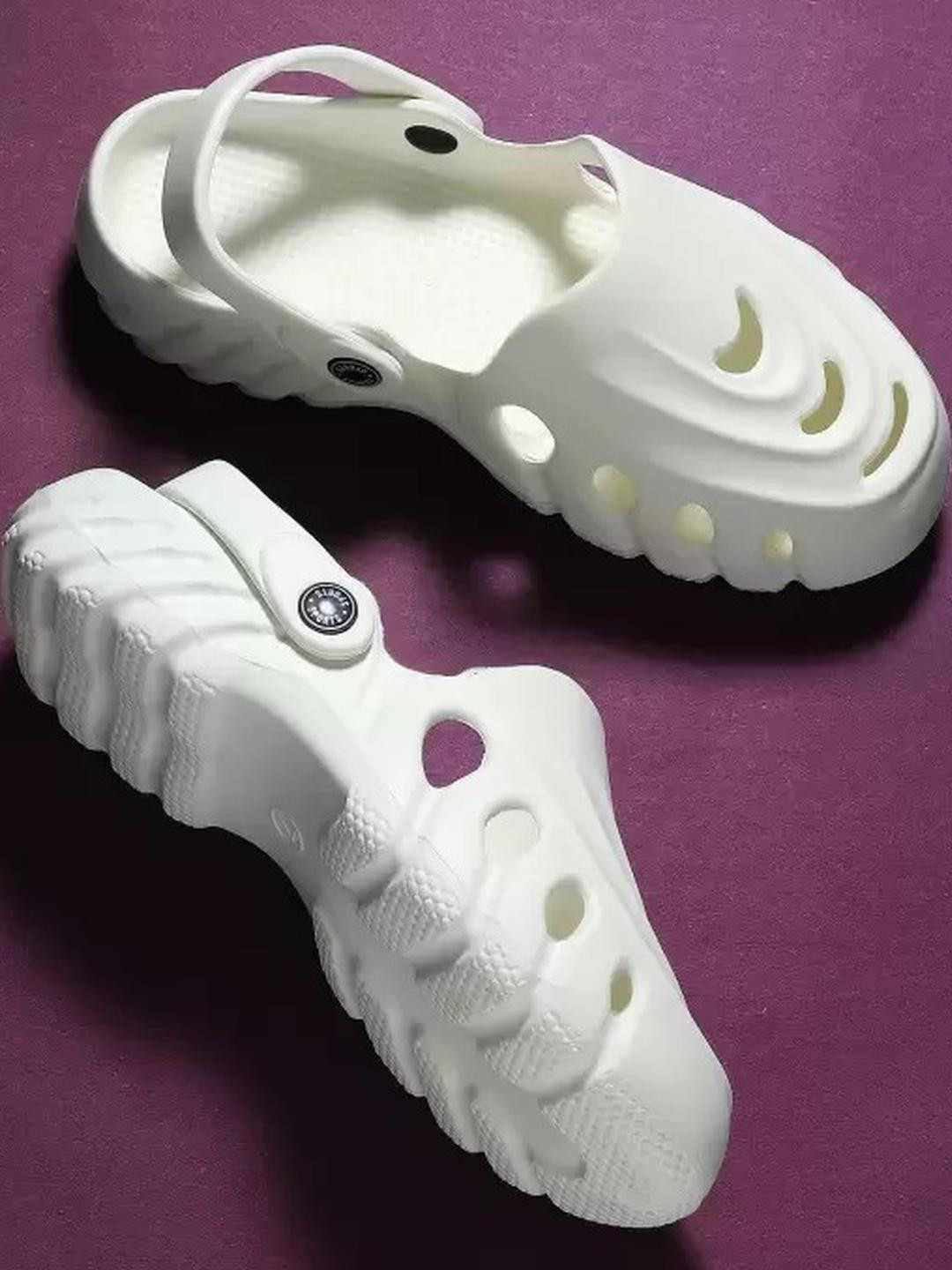 SZN Men White Back Strap Rubber Clogs