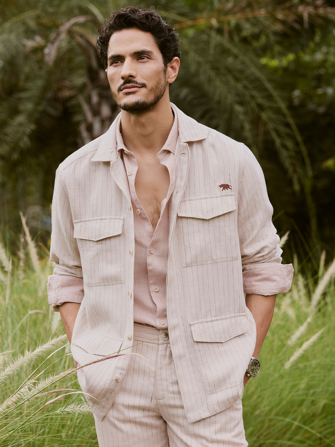 Andamen Men's Casual Cotton Linen Woven Jacket