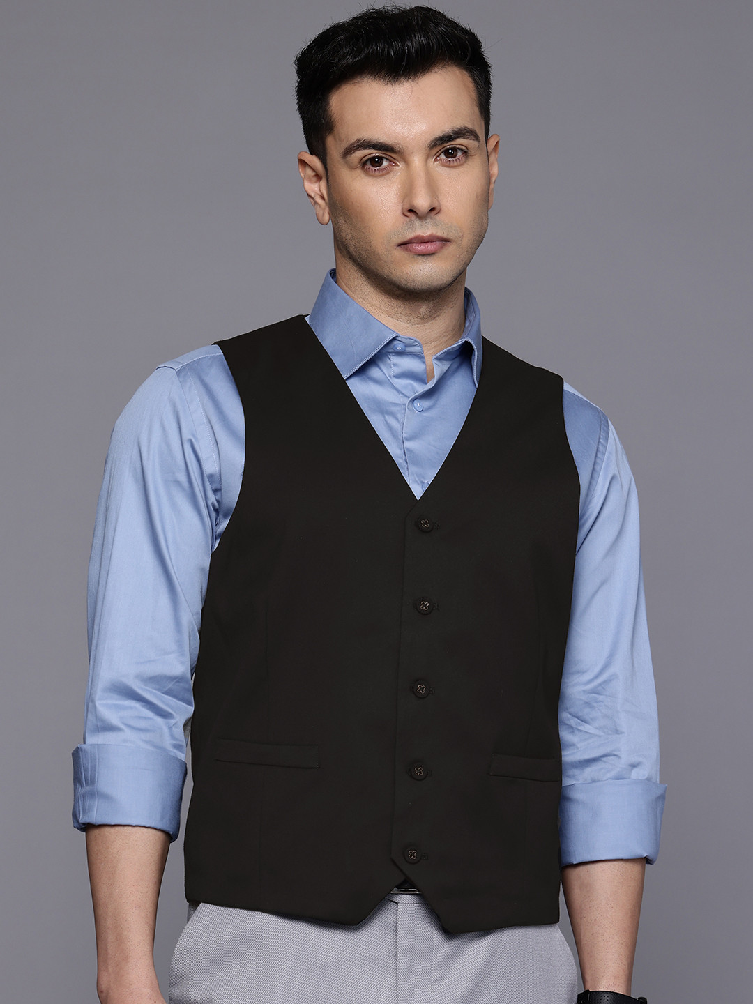 Theme Single-Breasted V-Neck Slim Fit Formal Waistcoat