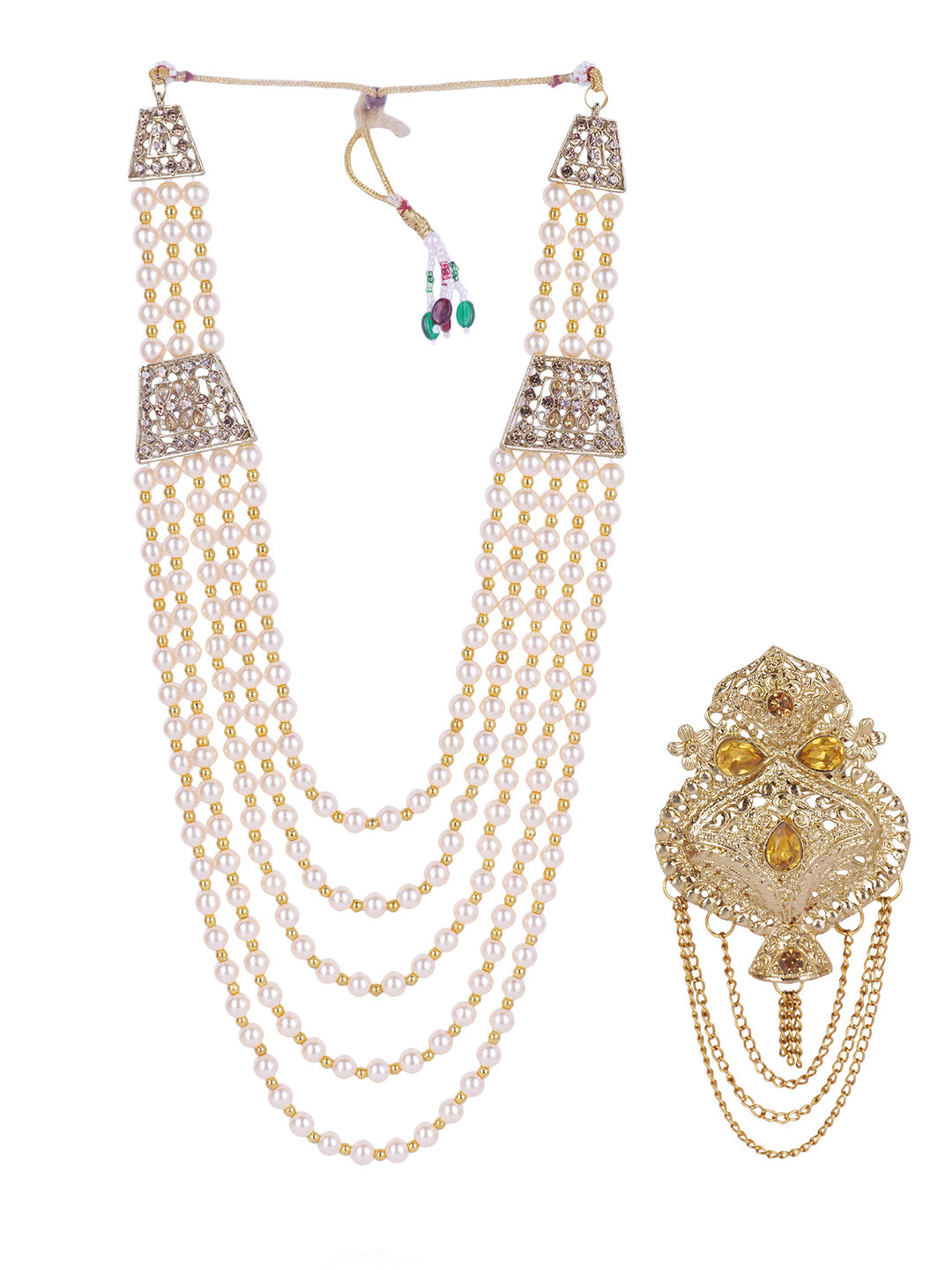 JIYANSHI FASHION Premium Beaded Groom Mala with Brooch