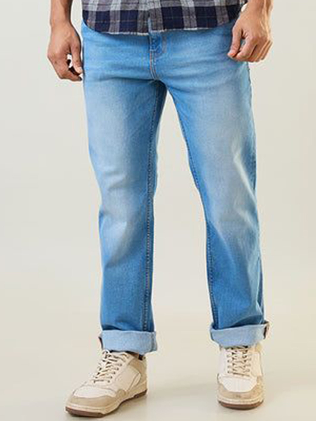 TIM PARIS Logan Men Original Straight Fit Mid-Rise Heavy Fade Stretchable Jeans