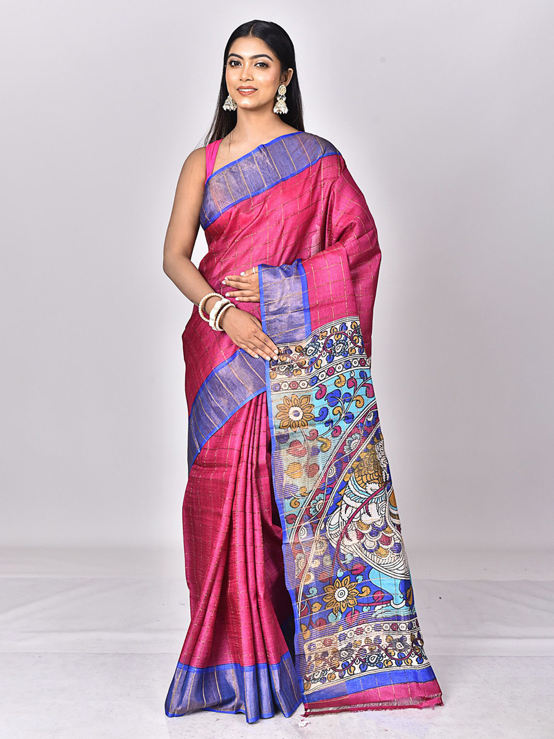 RAM SHYAM collection Kalamkari Woven Design Zari  Saree