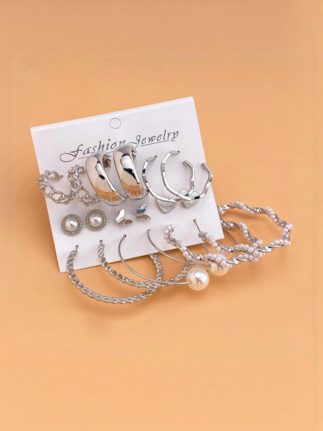 TheVineGirl Combo Of 9 Hoop Earrings