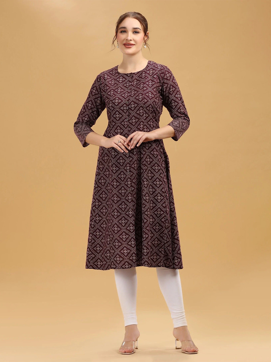 COTTON CULTURE Geometric Printed A-Line Kurta