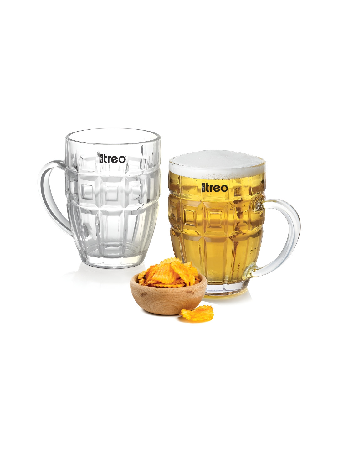 Treo Windsor Beer Mug Glasses for Beer, Juice Mocktail Transparent Set of 2, 400 ml each
