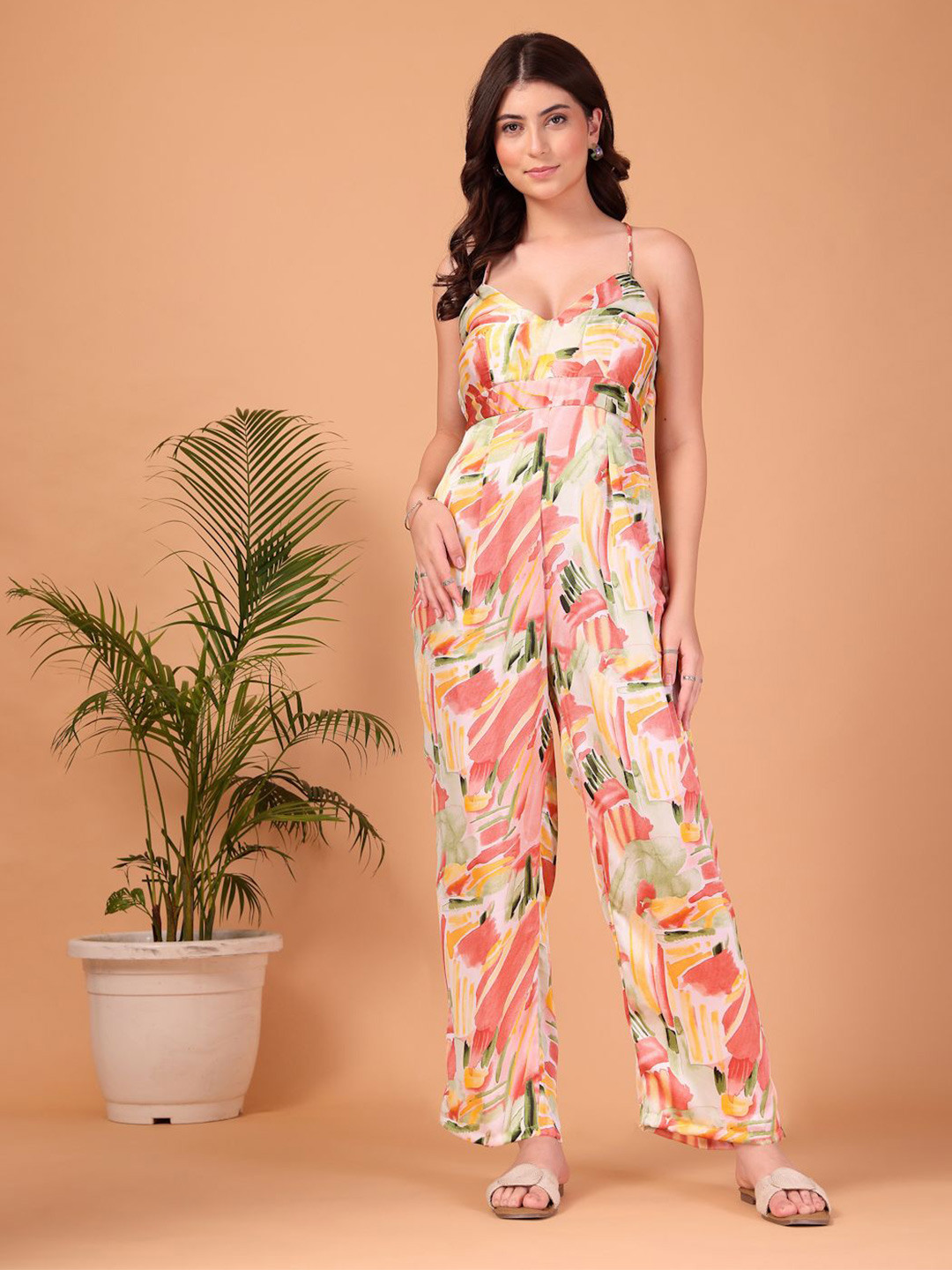 CUKOO Women Abstract Printed Satin Jumpsuit