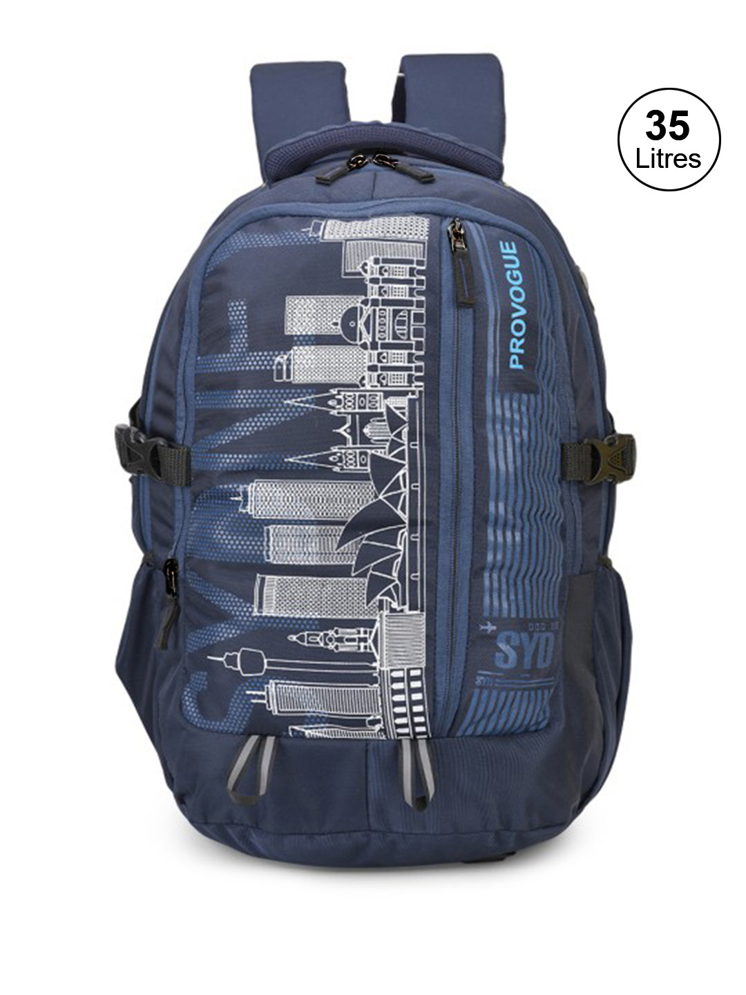 Provogue Unisex Blue & White Graphic Backpack 35 L