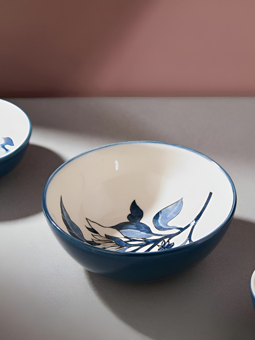 Fabindia Blue& White Ceramic Dishwasher and Microwave Safe Serving Bowl