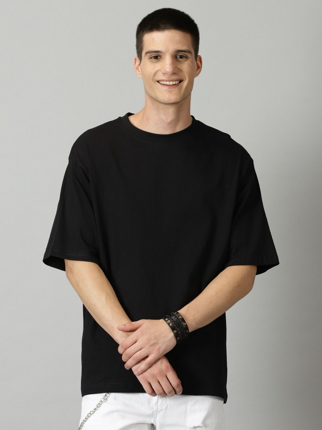 CRYPTIC Round Neck Drop-Shoulder Sleeves Bio Finish Oversized T-shirt