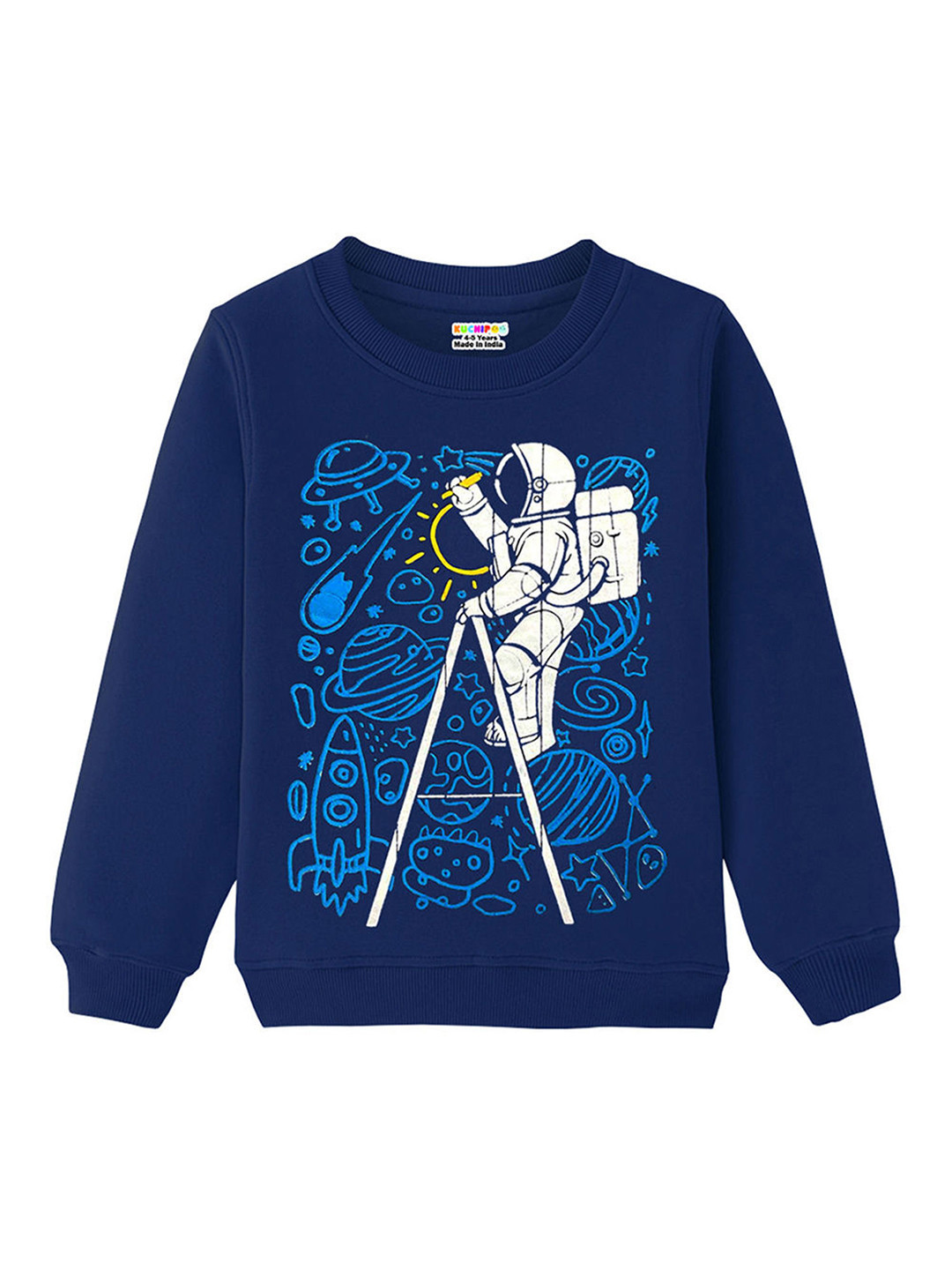 Hopscotch Boys Navy Blue BLENDED  Sweatshirts
