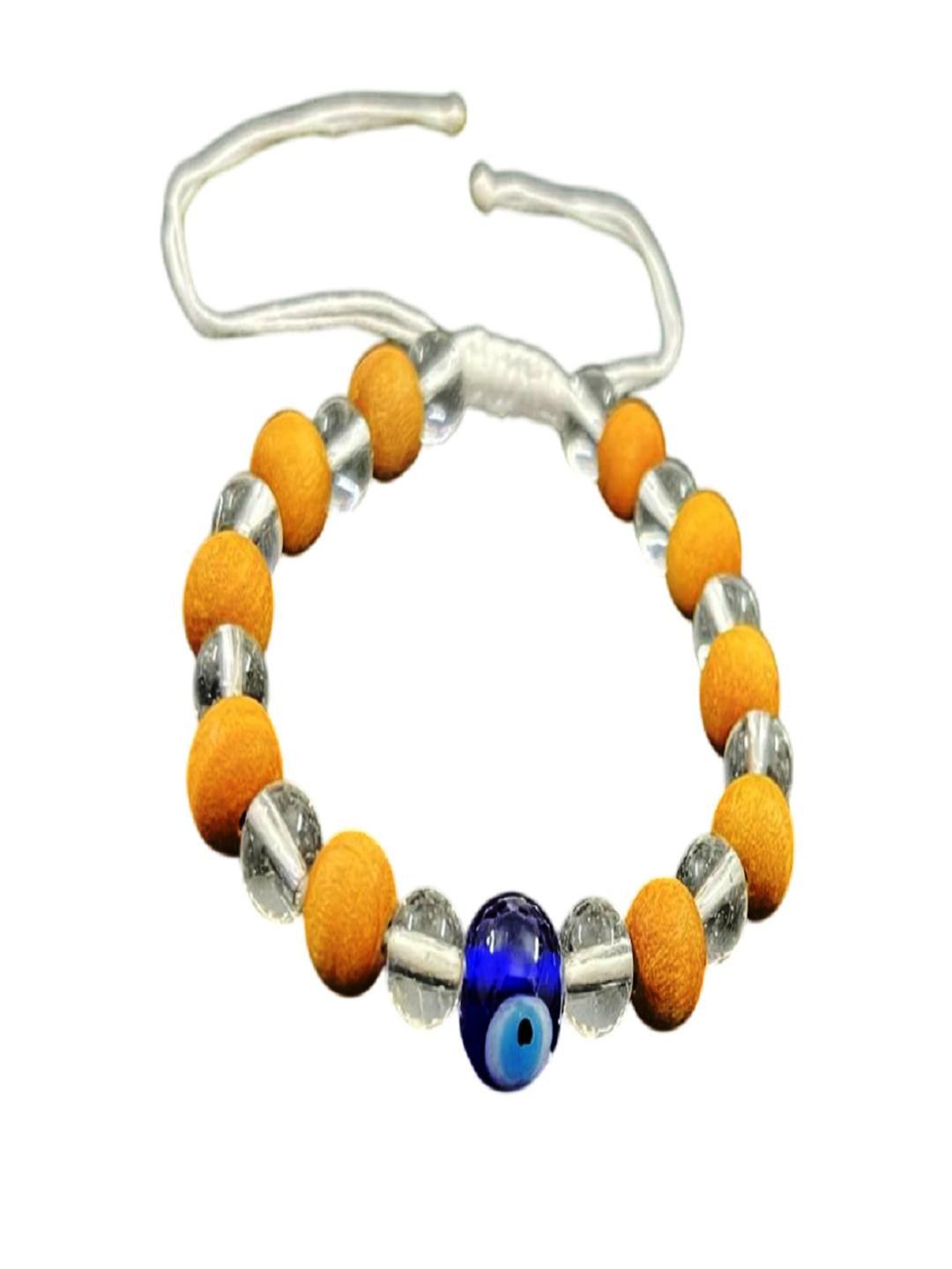 numeroastro Unisex Transparent & Brown & Evil Eye Beads Bracelet