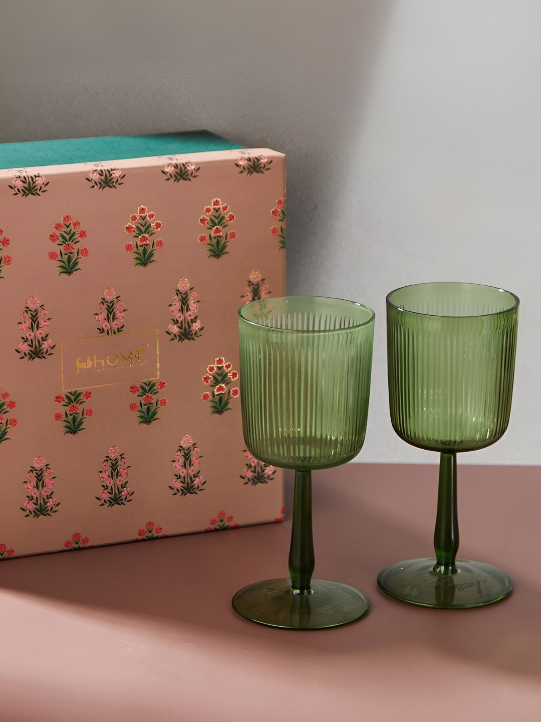 Fabindia Green 2 Pieces Food-Safe Glasses