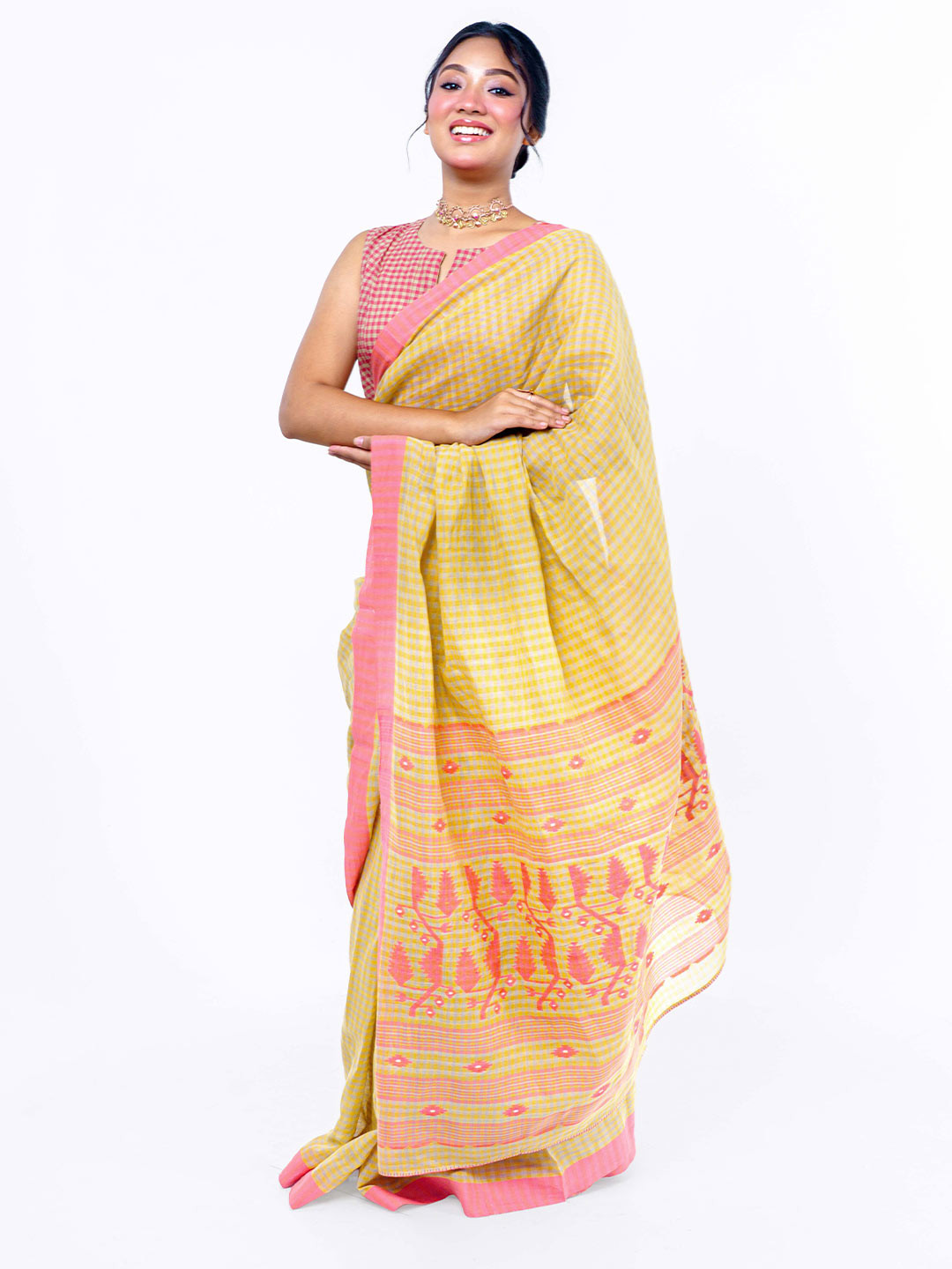 SREYA SAMANTA Woven Design Zari Pure Cotton Jamdani Saree