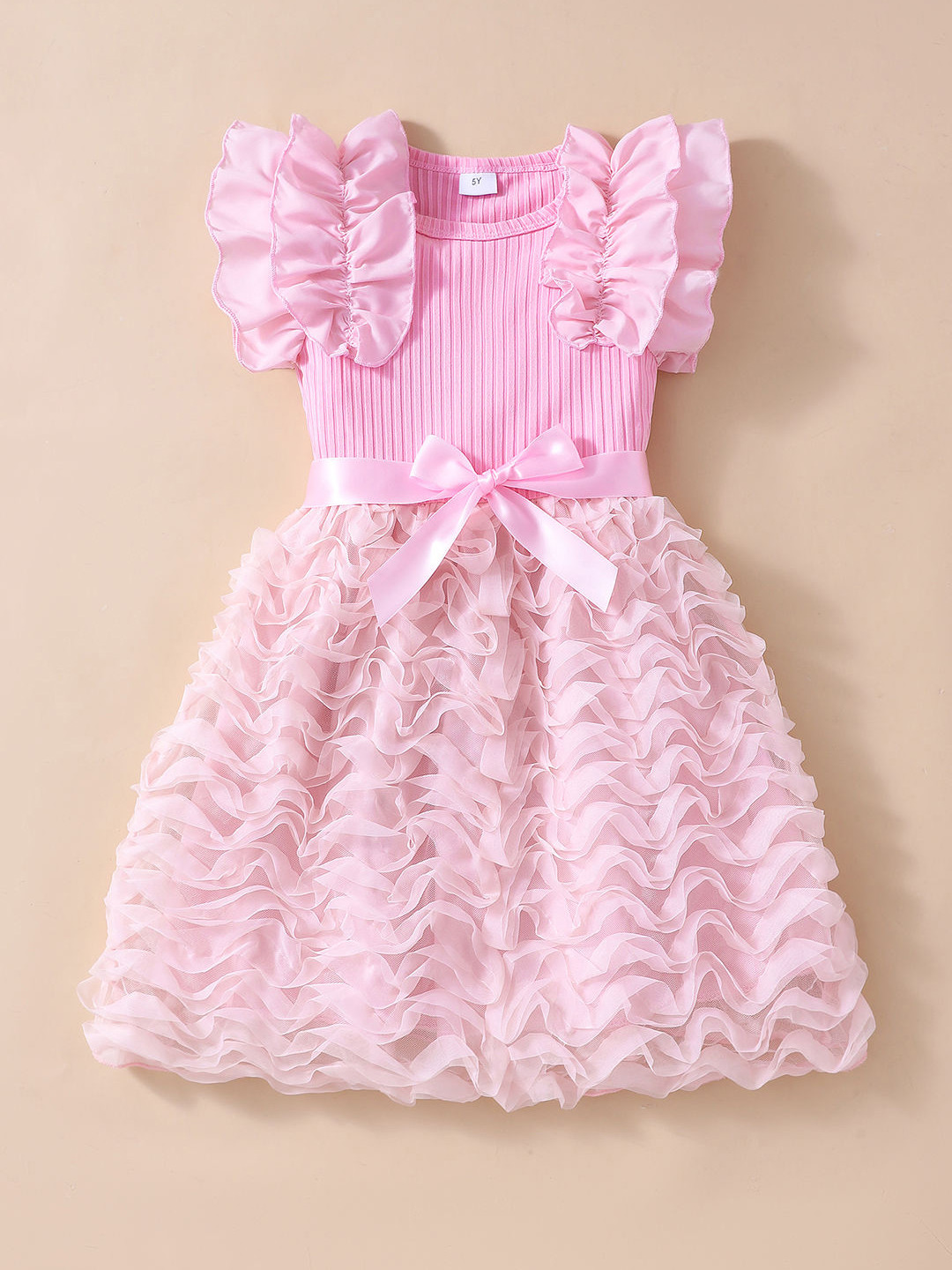 Hopscotch Ruffled Sleeve Layered Fit & Flare Dress