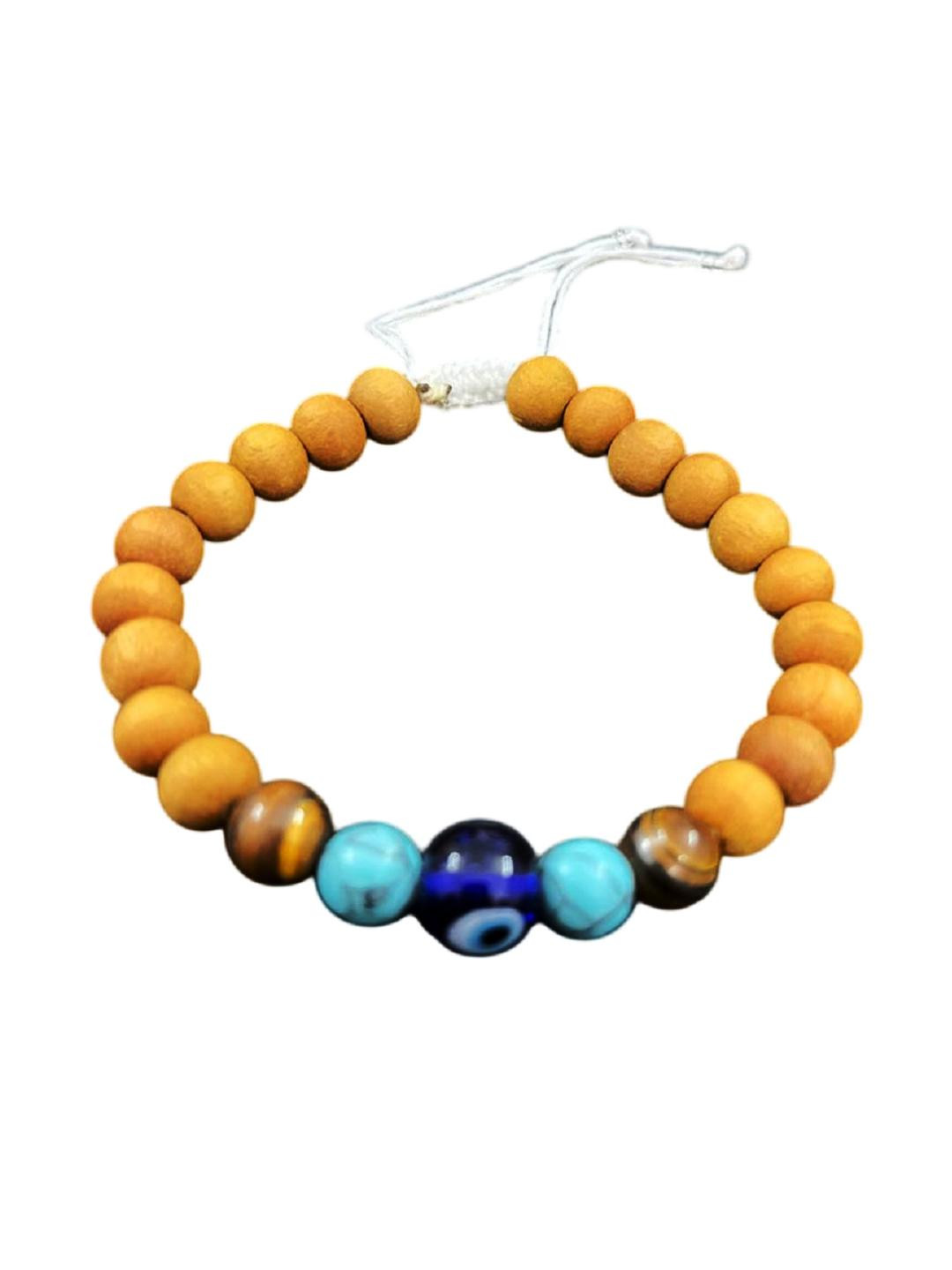 numeroastro Unisex Brown & Turquoise & Evil Eye Beads Bracelet