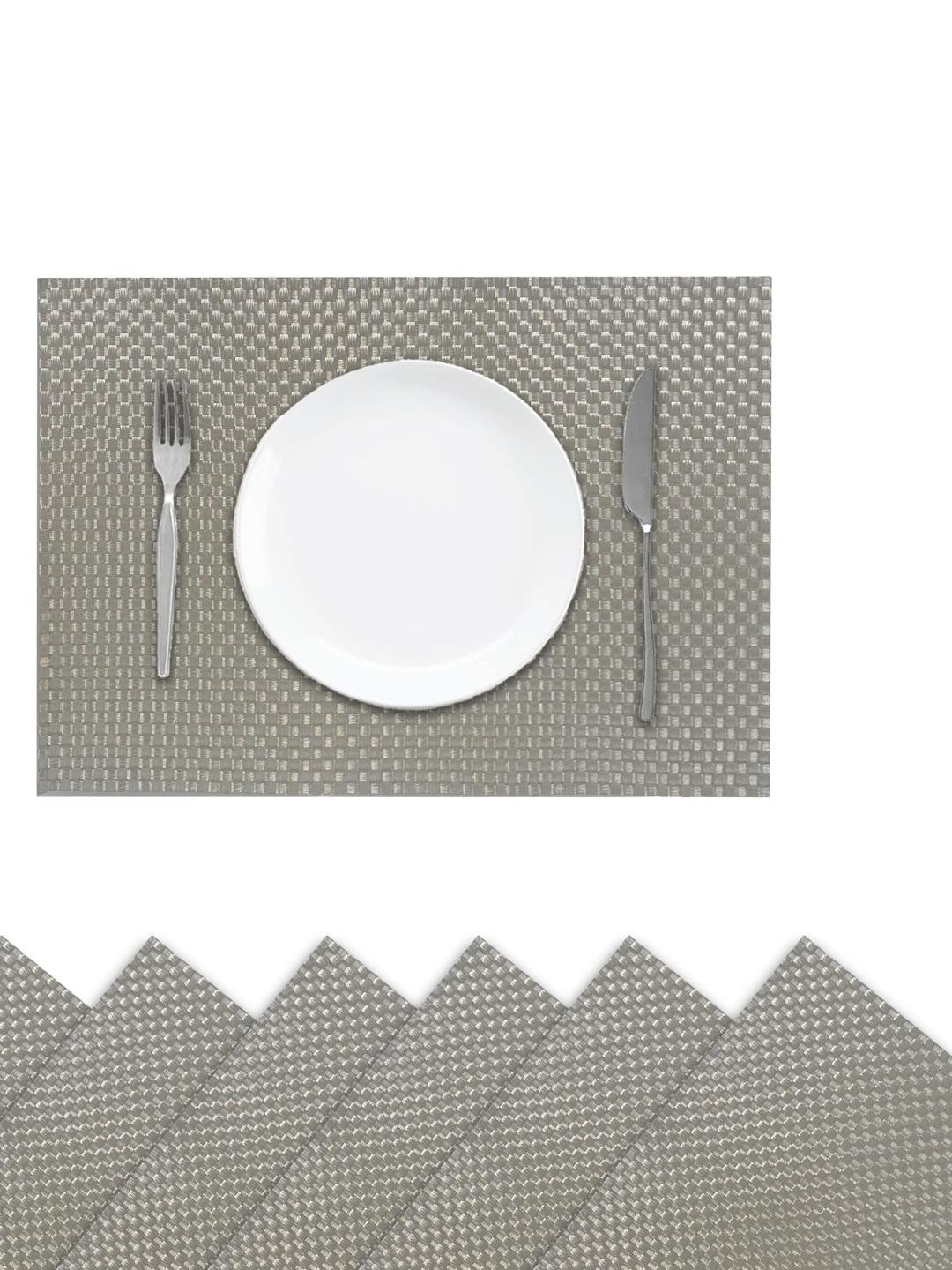 Black Gold Pack of 6 PVC Dining Non-Slip Table Placemats