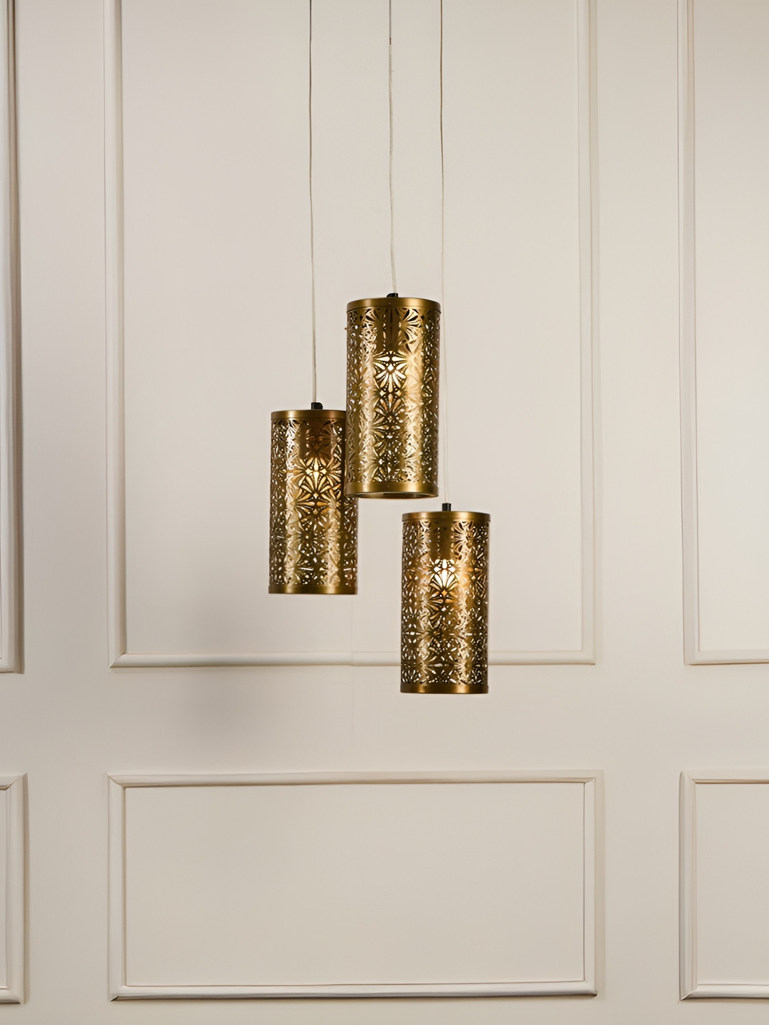 Fabindia Bronze-Toned Textured Metal Ceiling Lamp
