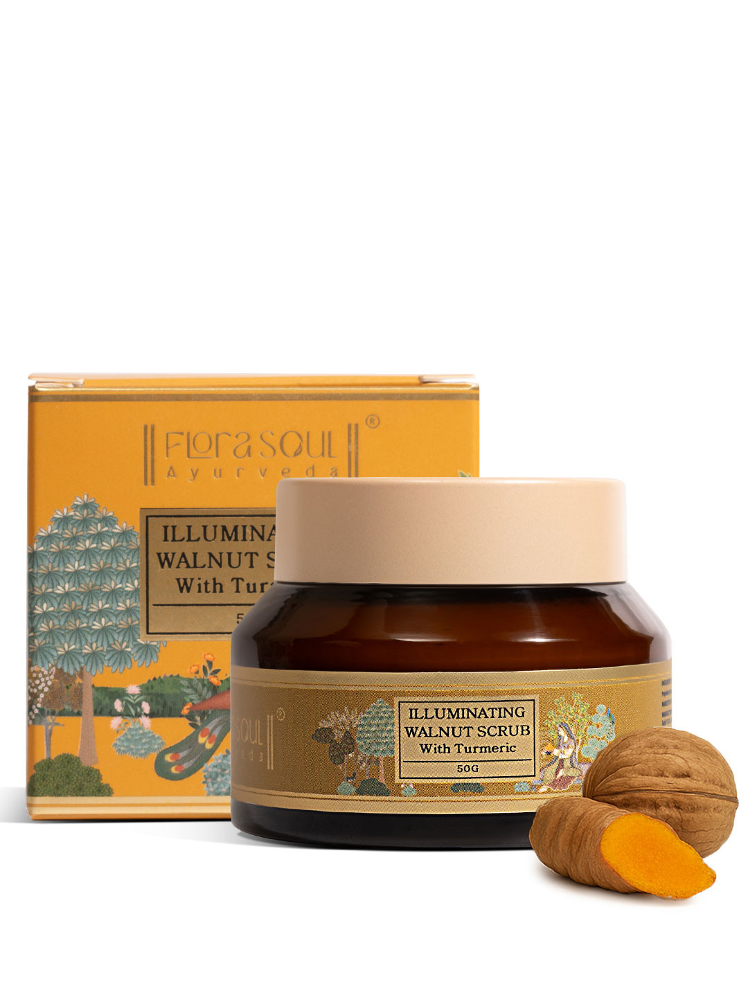 FloraSoul Ayurveda Walnut & Turmeric Illuminating Scrub - 50 g
