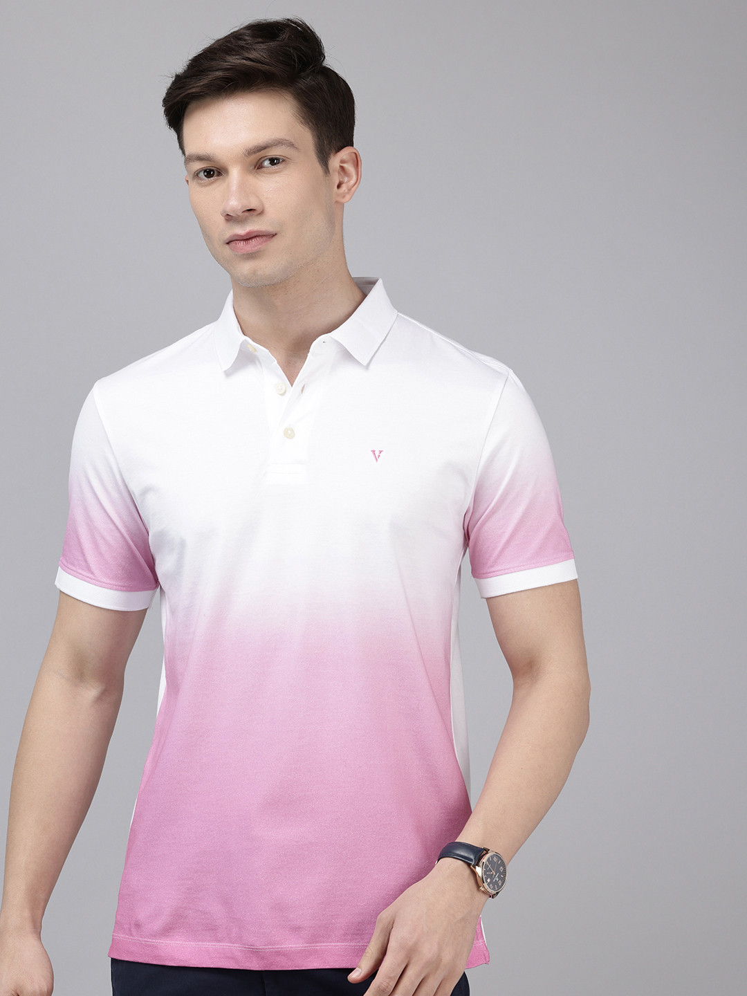 Van Heusen Printed Pure Cotton Slim Fit Polo Collar T-shirt