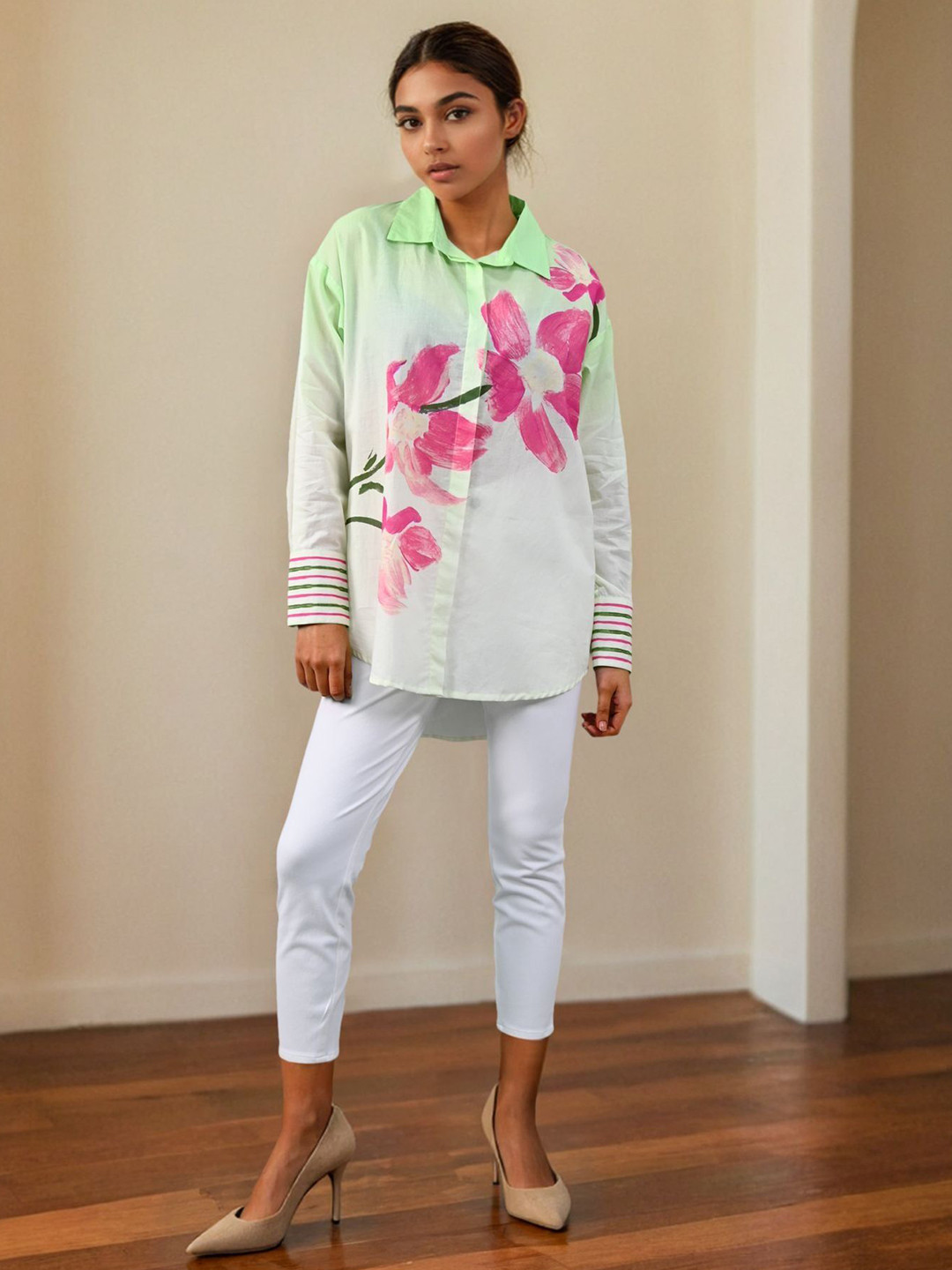 FREYAA Original Floral Printed Spread Collar Casual Shirt