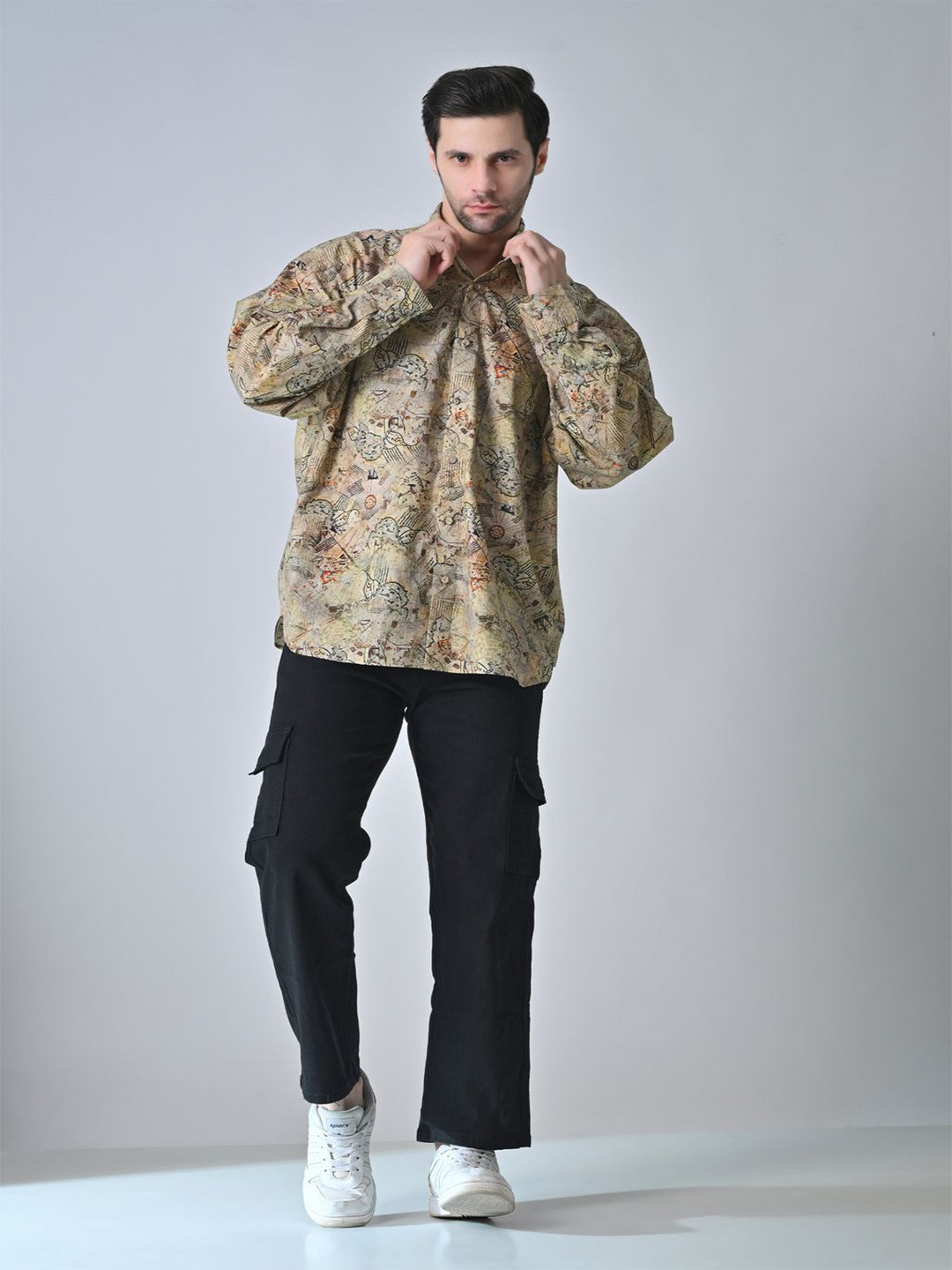 SAMANT CHAUHAN Relaxed Abstract Printed Cotton Relaxed Fit Shirt