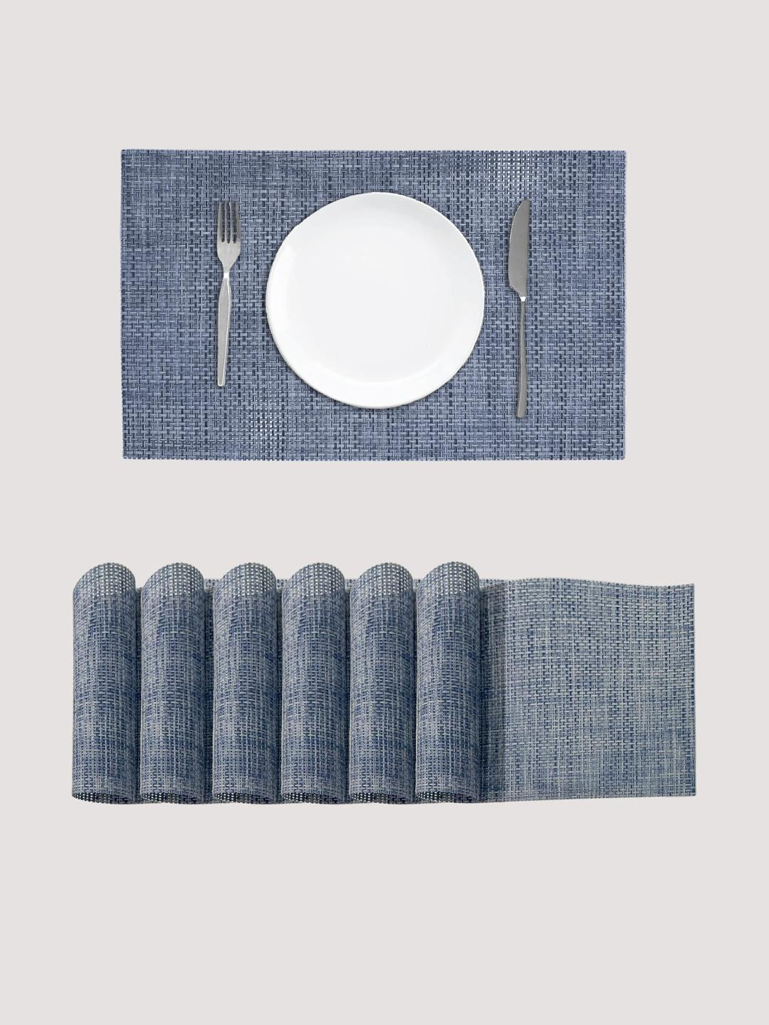 Black gold Blue Set of 6 PVC Washable Non-Slip Table Placemats