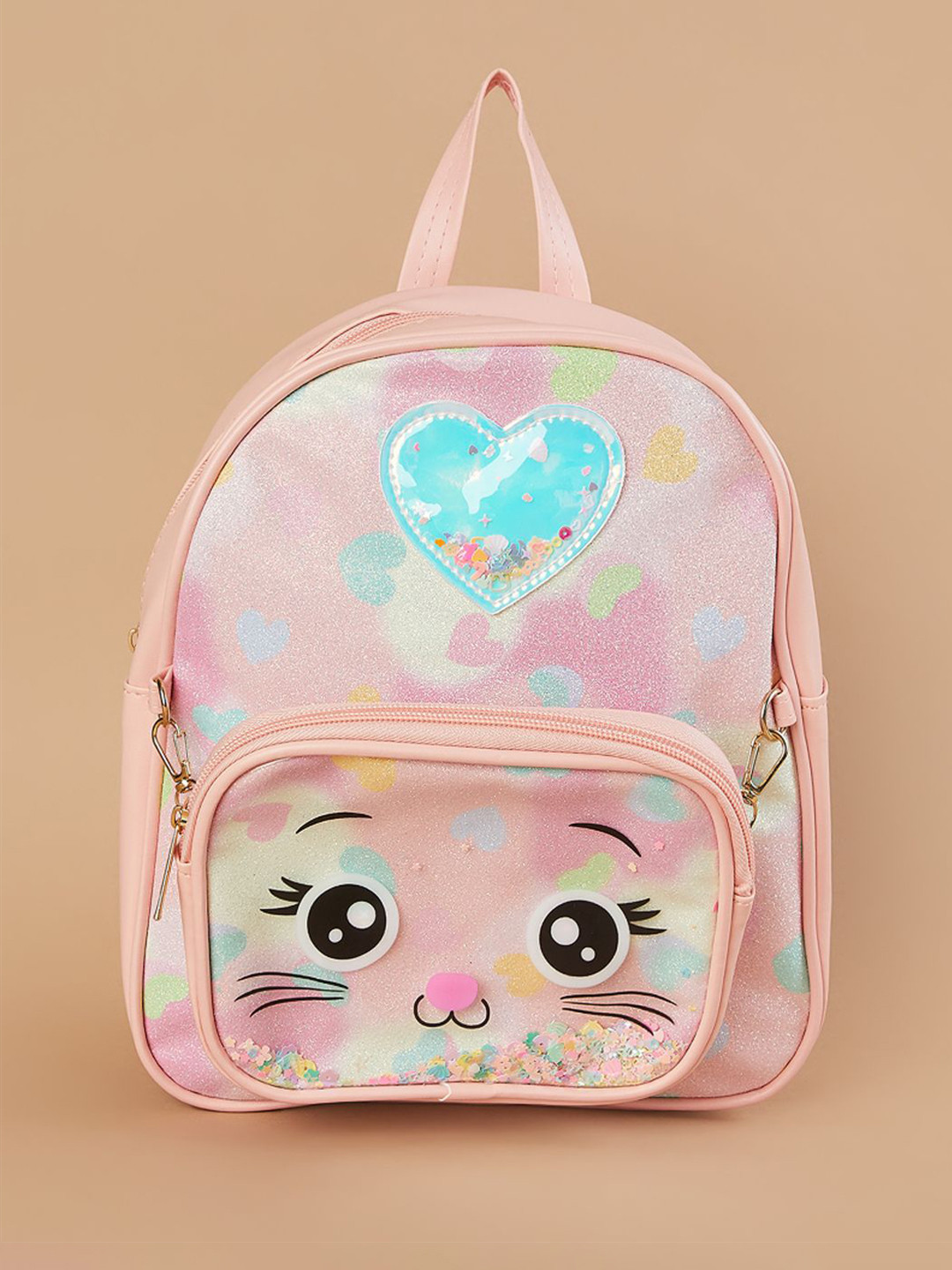 Ginger by Lifestyle Girls Graphic Printed Embellished Backpack With Sling Bag