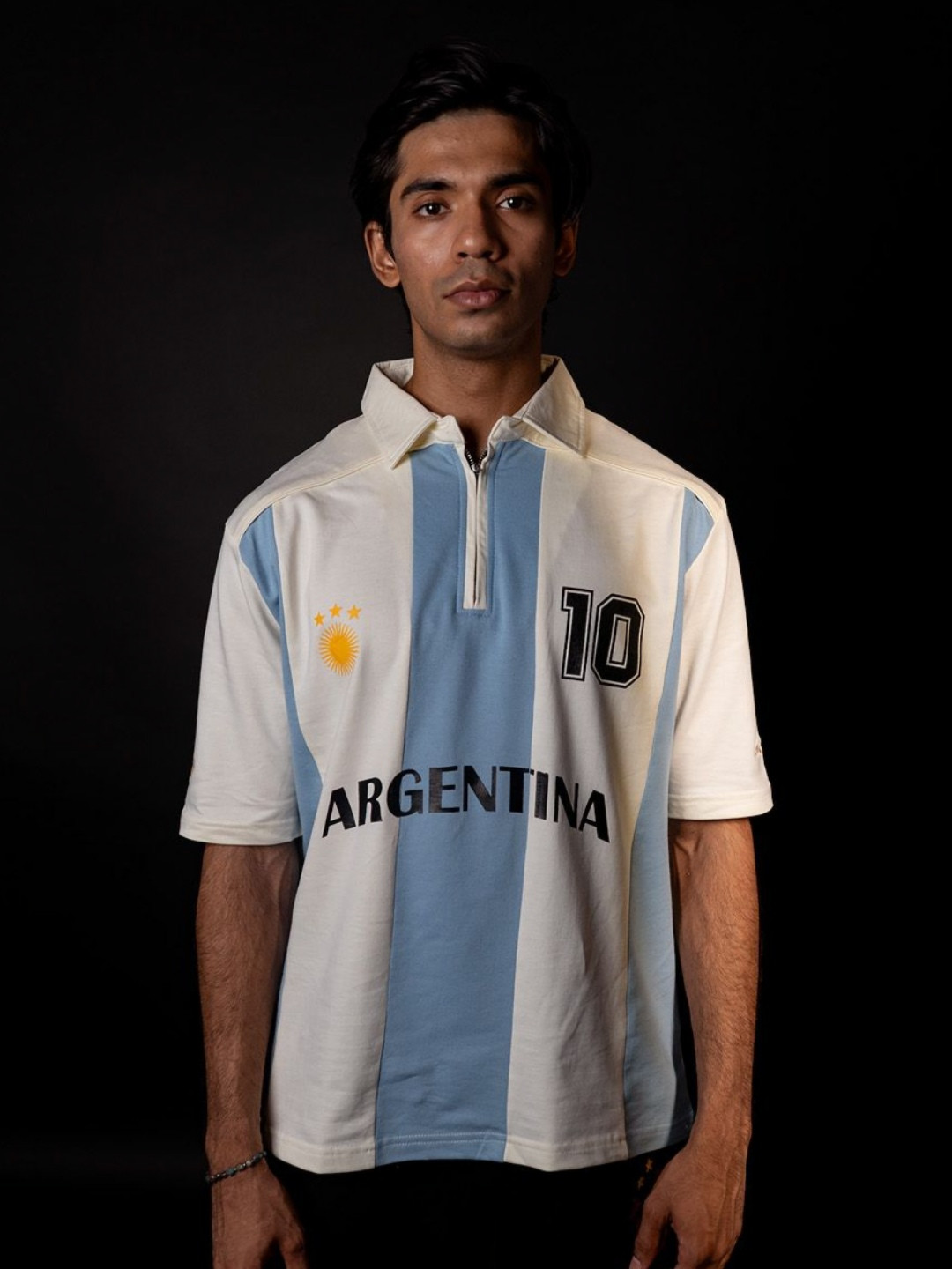 Shop Football The D10S Striped Polo Collar Relaxed Fit T-Shirt