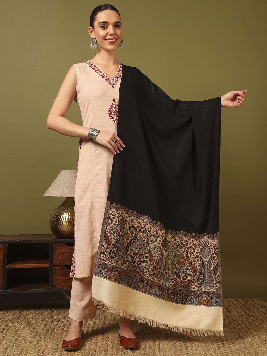 Kala Maison Paisley Woven Design Woolen Shawl