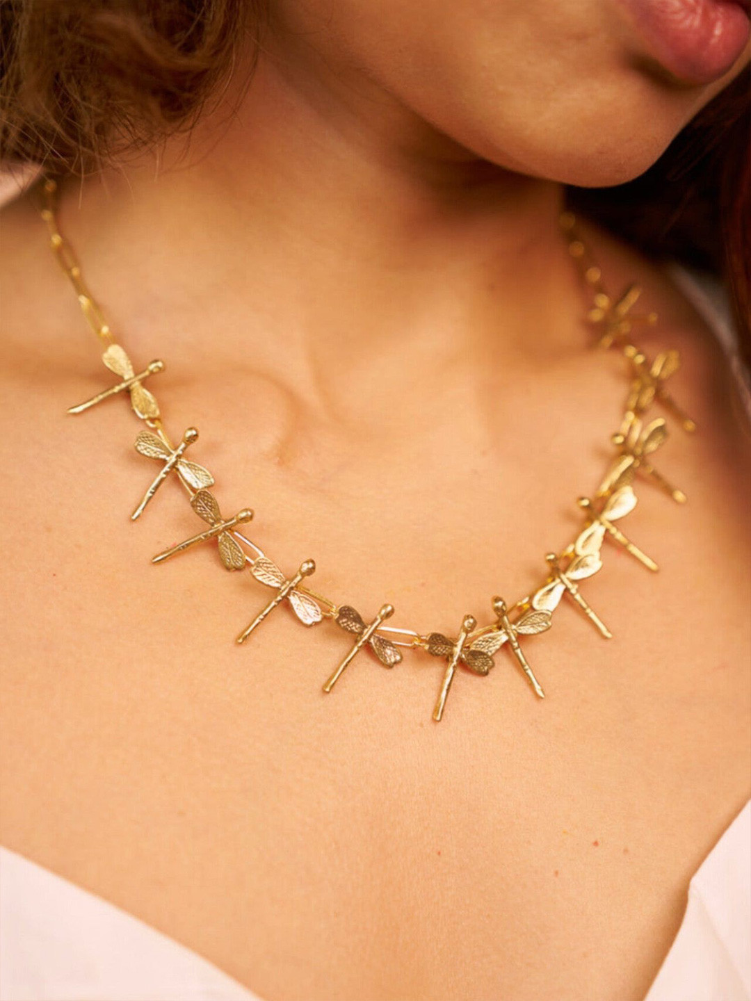 Soul Works Gold-Plated Drops of Dragonfly Necklace