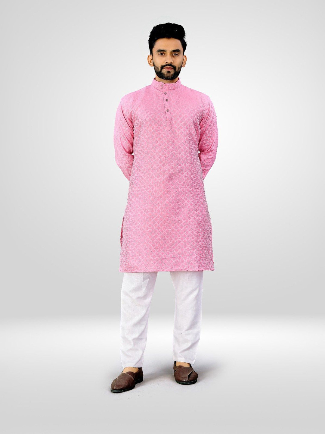 PRIMEICON Men Geometric Printed Cotton Straight Kurta