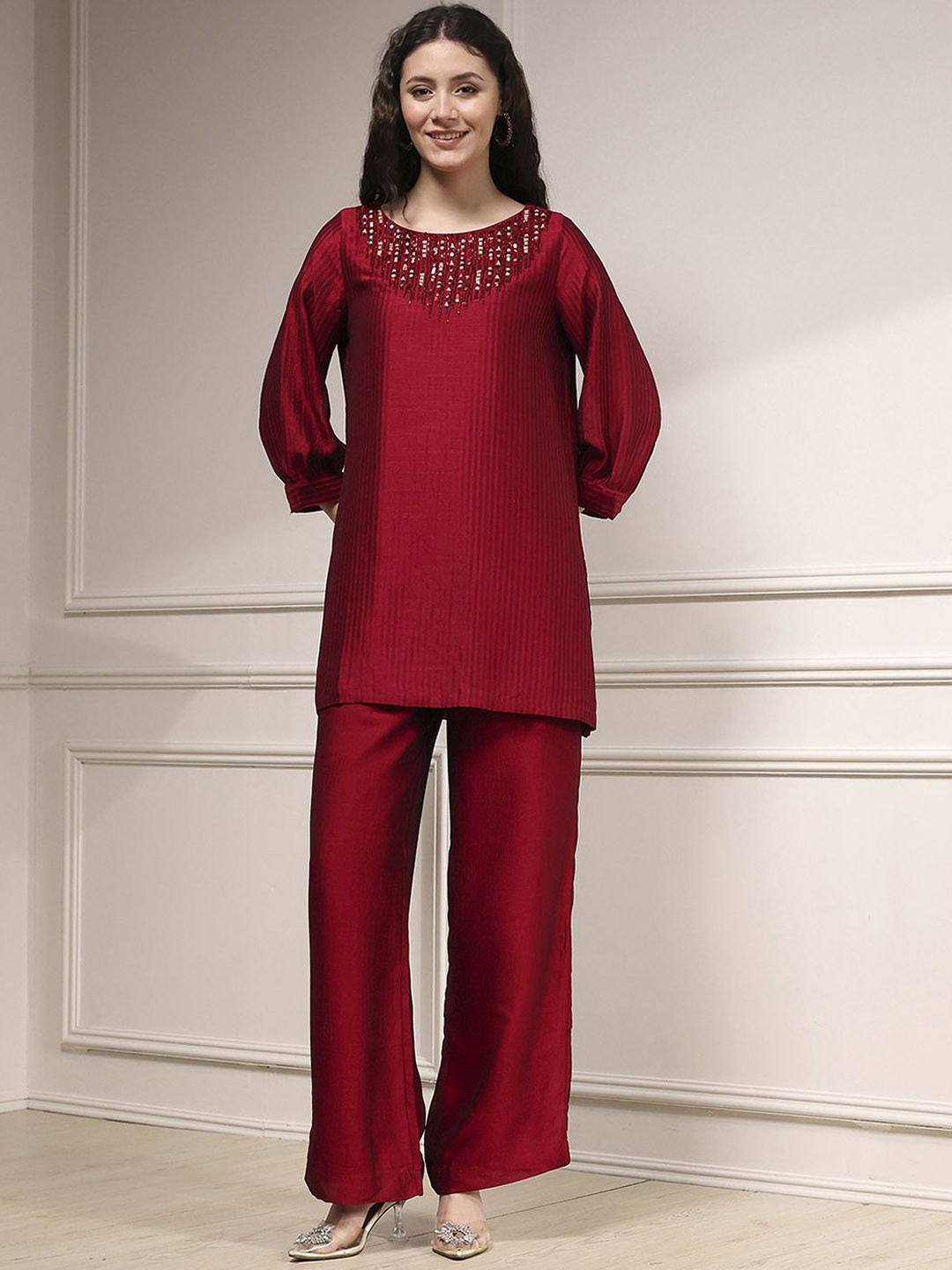 Biba Women Striped Kurta with Palazzos