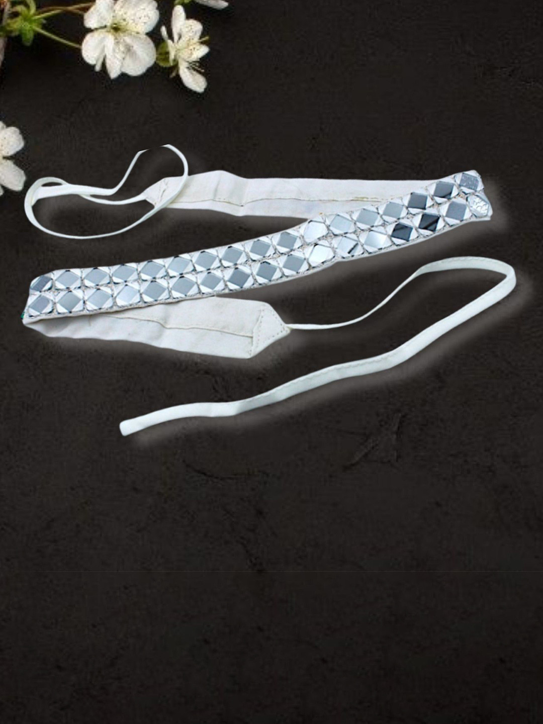 Niddleman Women Mirror Embroidered Fabric Belt