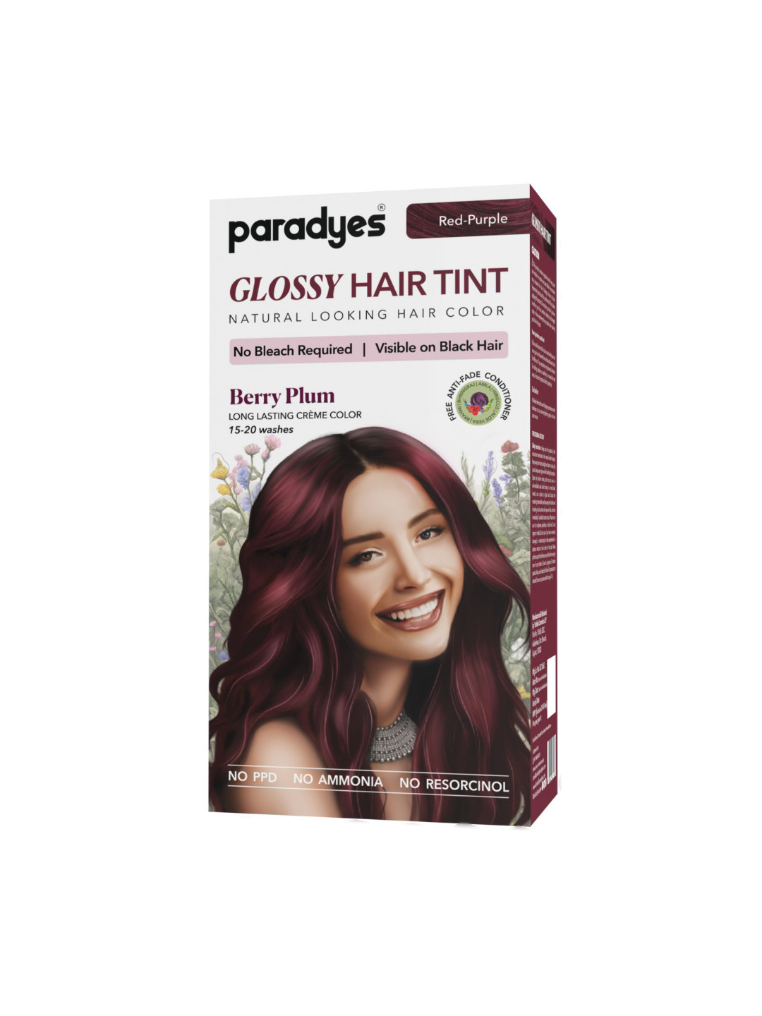 Paradyes Semi-Permanent Creme Glossy Tint Hair Color 160g- Berry Plum- Deep Red