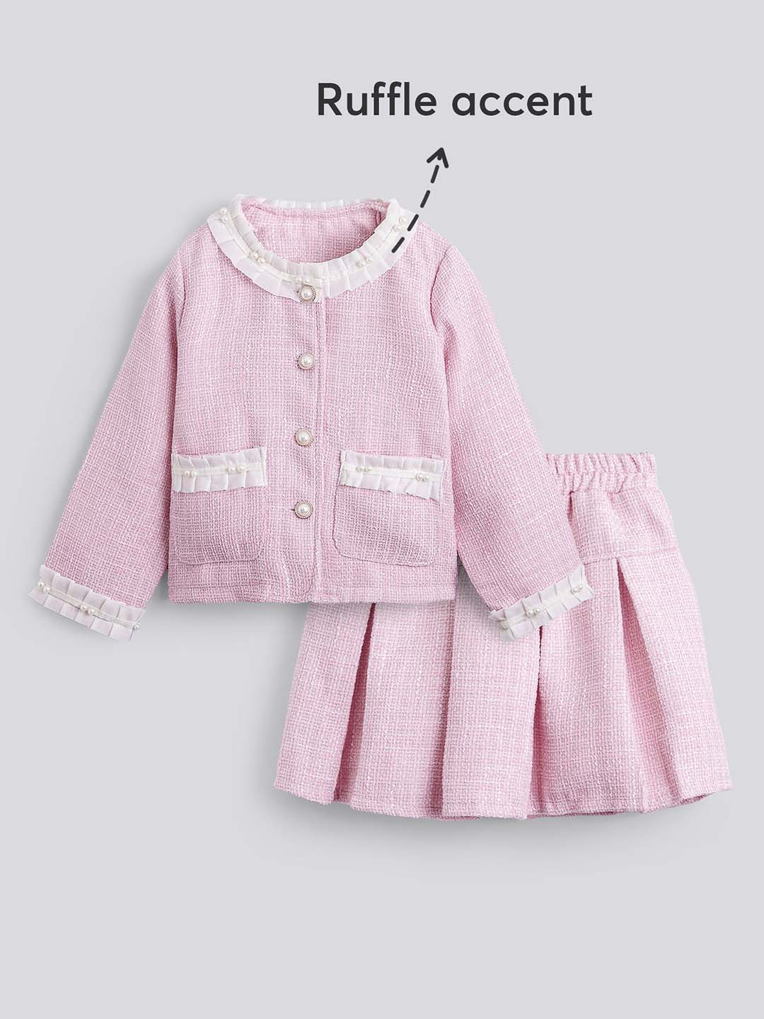 2-Pc Textured Jacket & Skirt