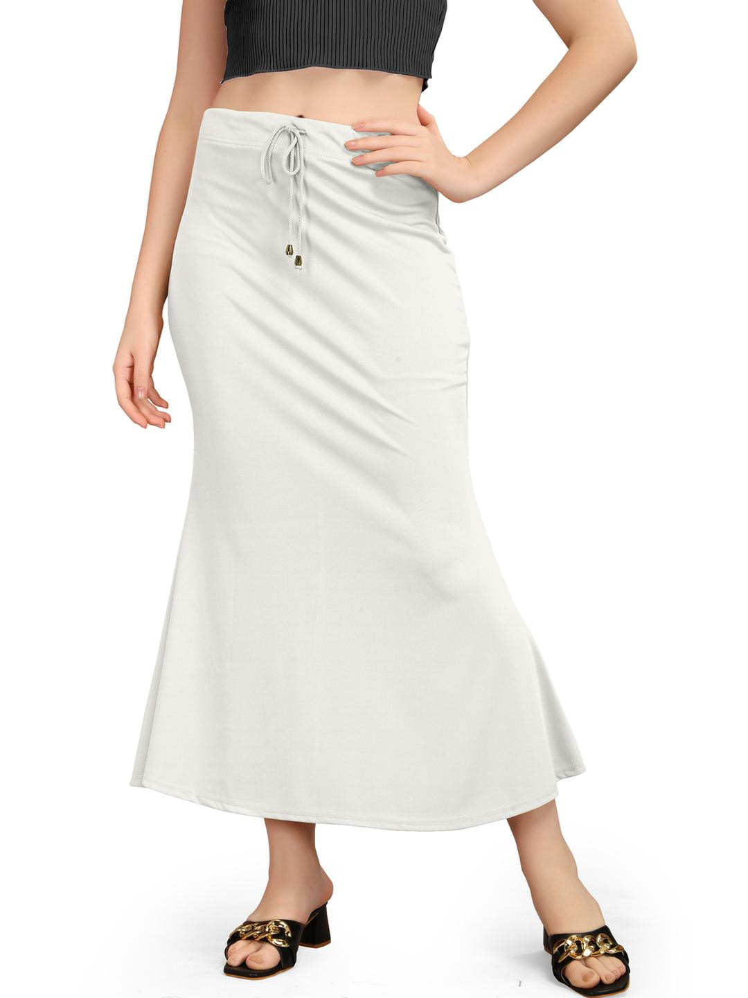 KIPZY Women White Saree Shapewear