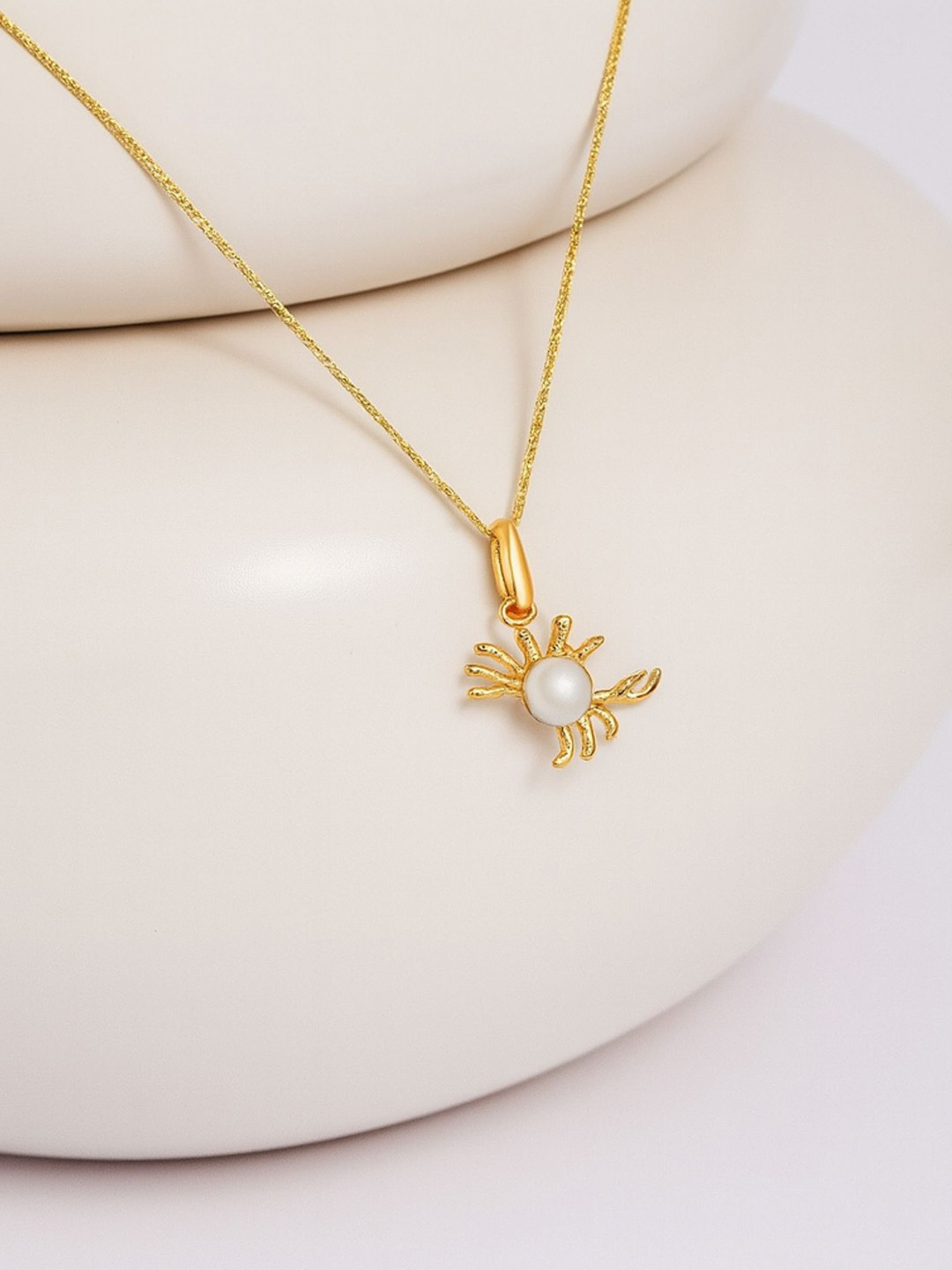 Tora Sterling Silver Gold-Plated Pearls Beaded Scorpio Pendant With Chain