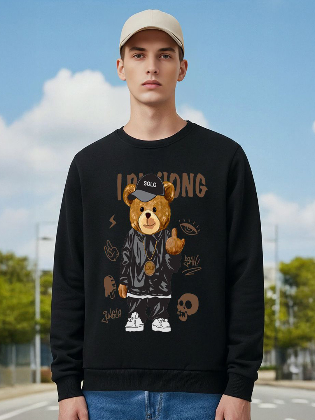 BENNY BROOKS Men Graphic Printed Full Sleeve Sweatshirt