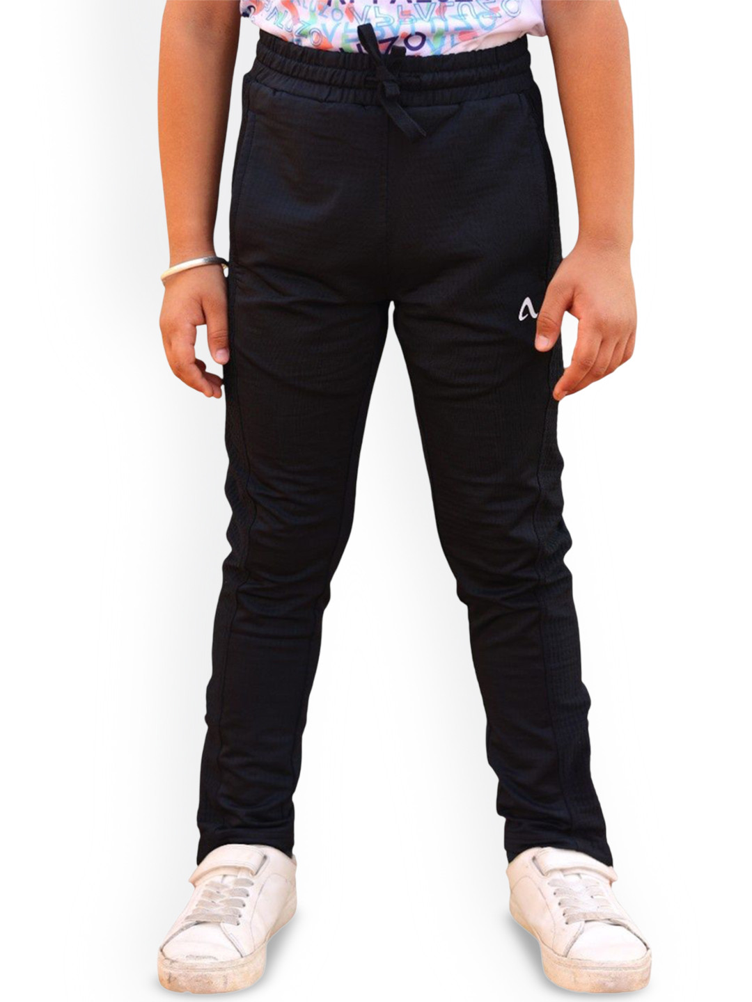 APPALUZO Boys Textured Straight Fit Dry Fit Mid-Rise Track Pants
