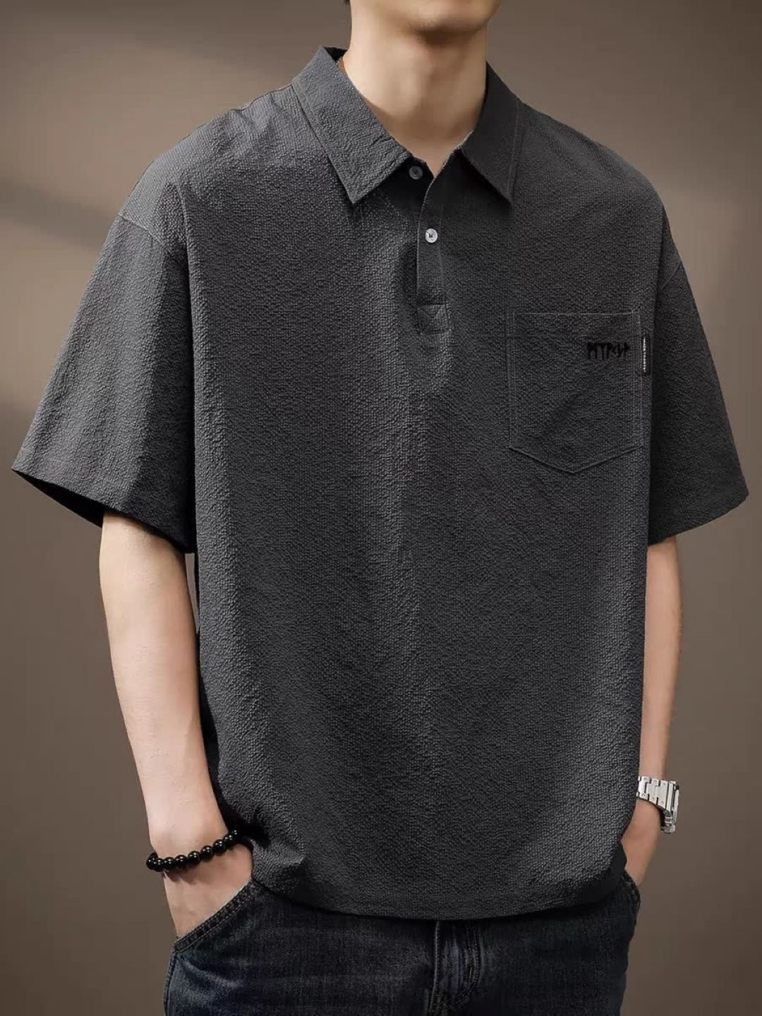 Black Polo Collar Regular Fit T-shirt