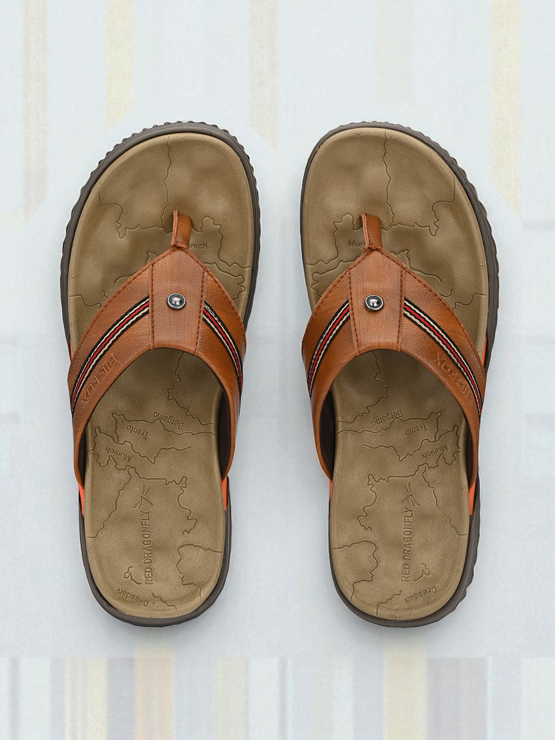 Big Fox Men Tan Brown & Black Comfort Sandals