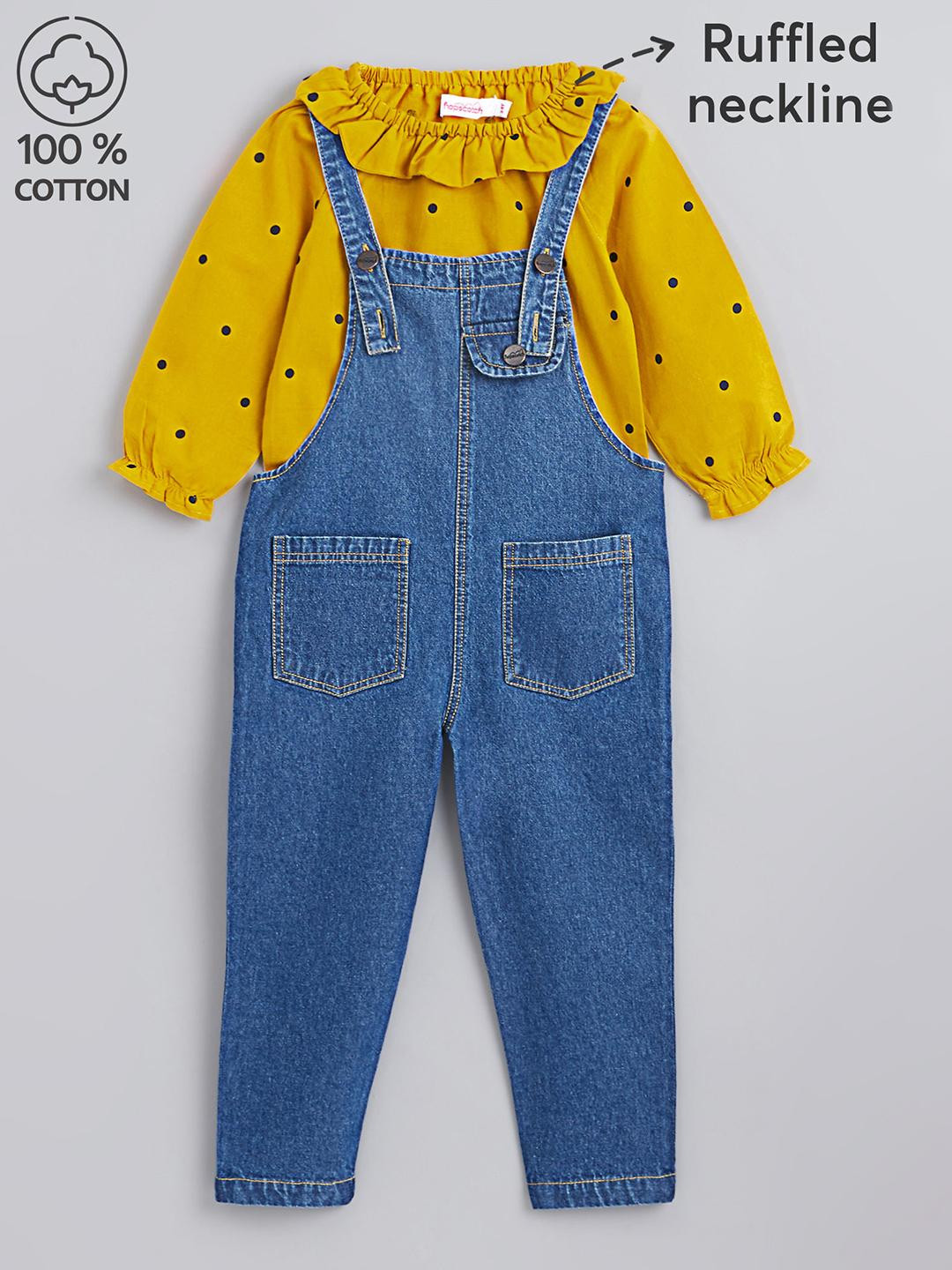 2-Pc Polka Dot T-shirt & Dungaree