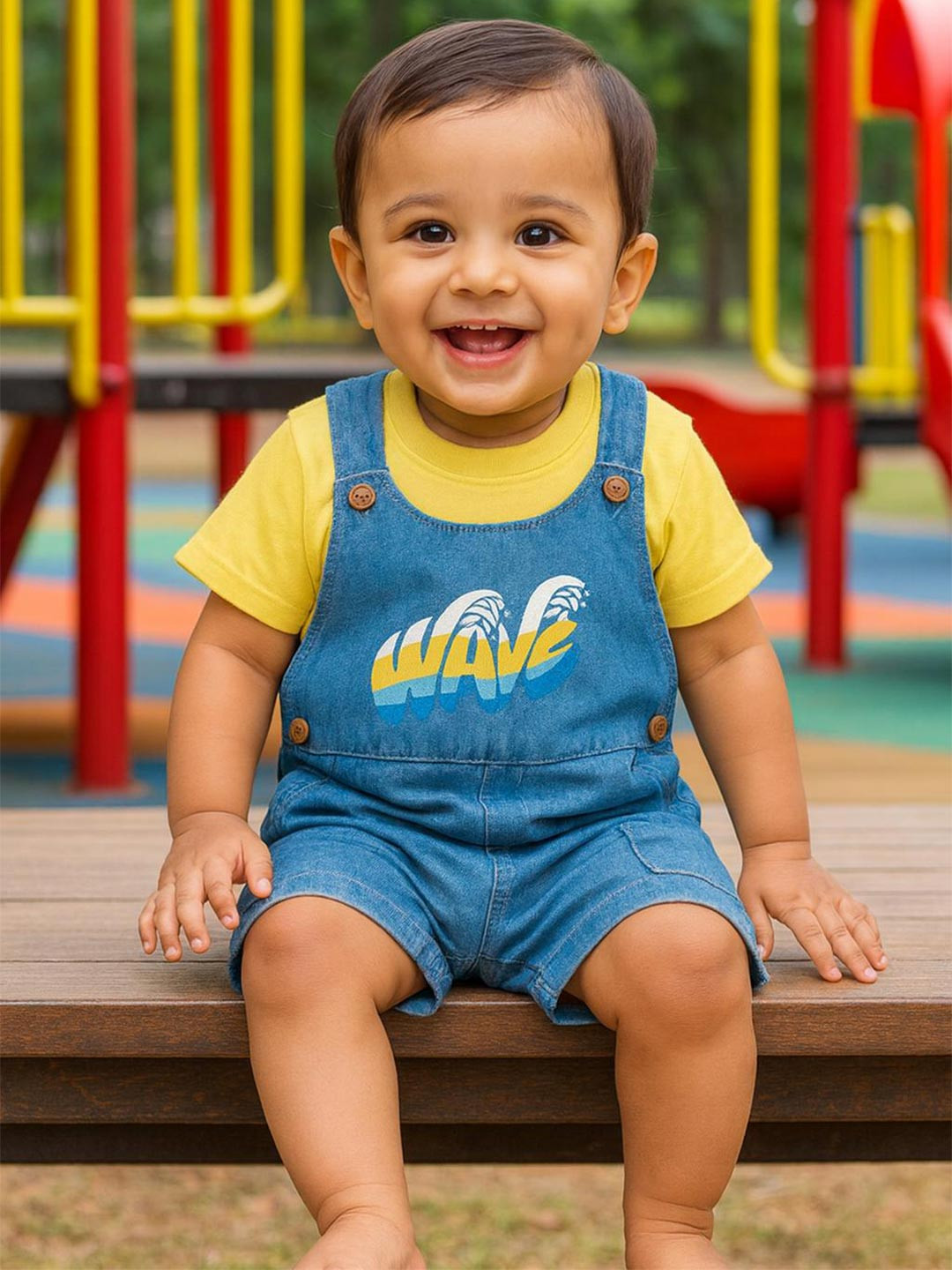 MeeMee Printed Infant Boys Pure Cotton Dungaree Set