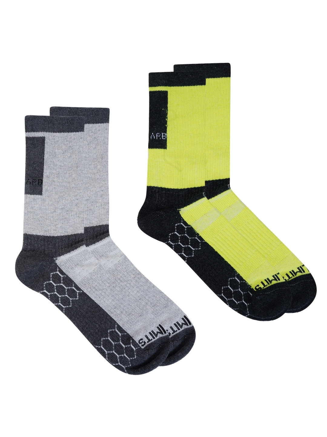 AIR GARB Unisex Pack of 2 Colourblocked Crew Length Power Fit Compression Sports Socks