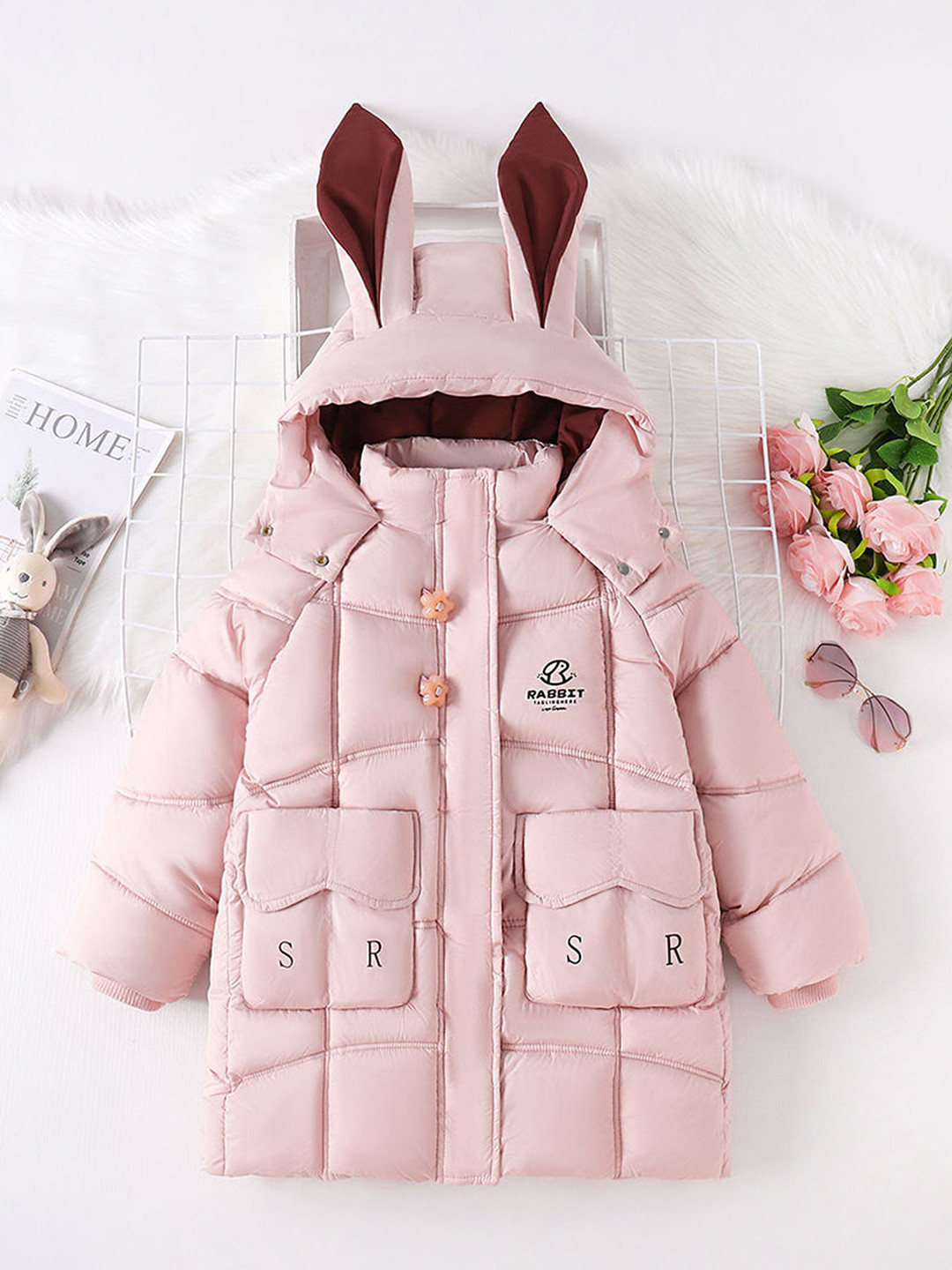 Hopscotch Girls Quilted Raglan Sleeve Longline Jacket